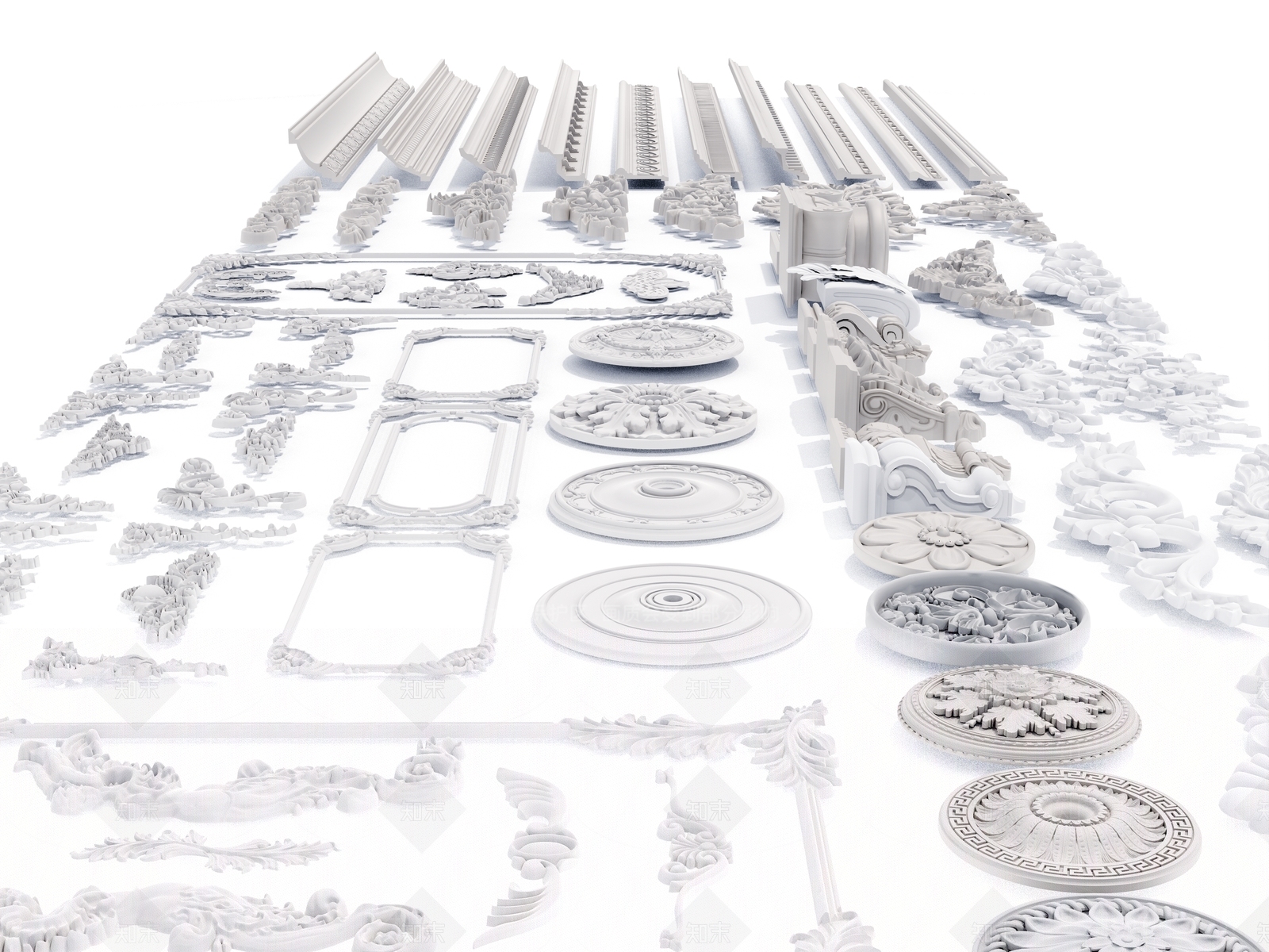 欧式石膏线浮雕SU模型下载【ID:1122986215】