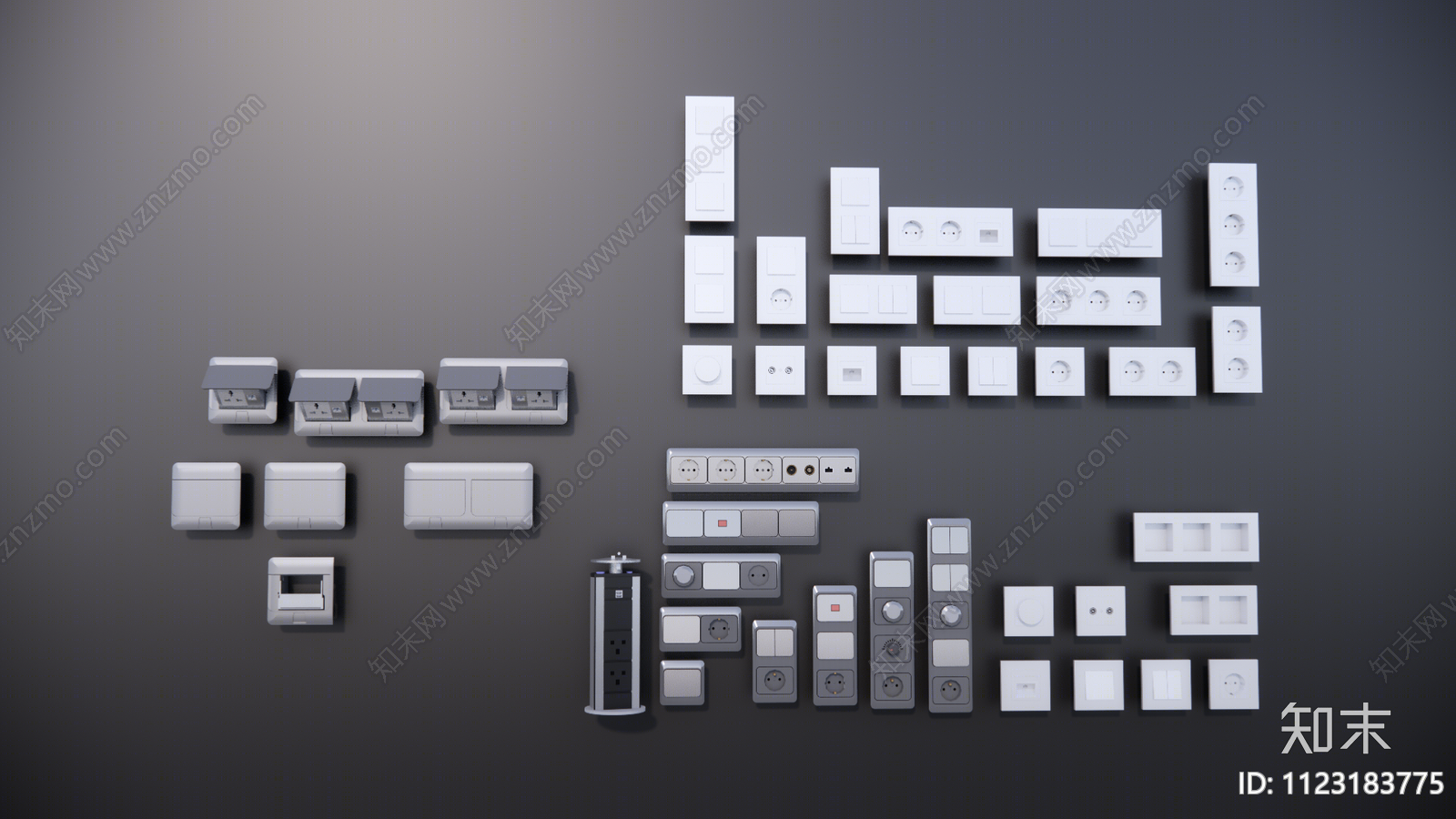 现代开关插座组合SU模型下载【ID:1123183775】