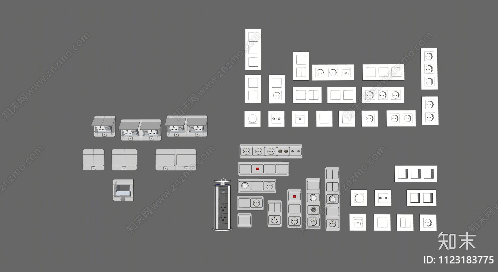 现代开关插座组合SU模型下载【ID:1123183775】