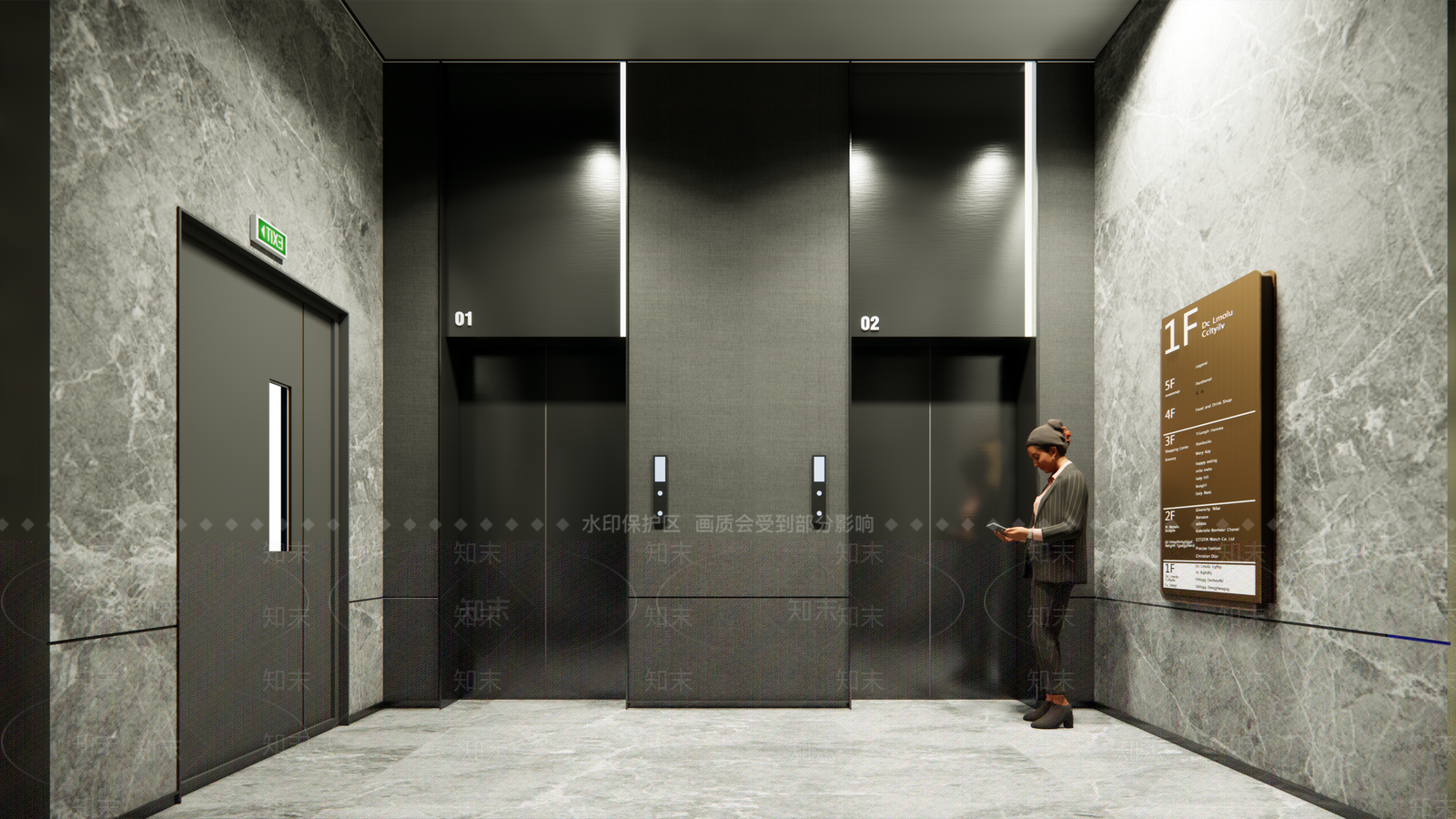 现代电梯厅SU模型下载【ID:1122988251】