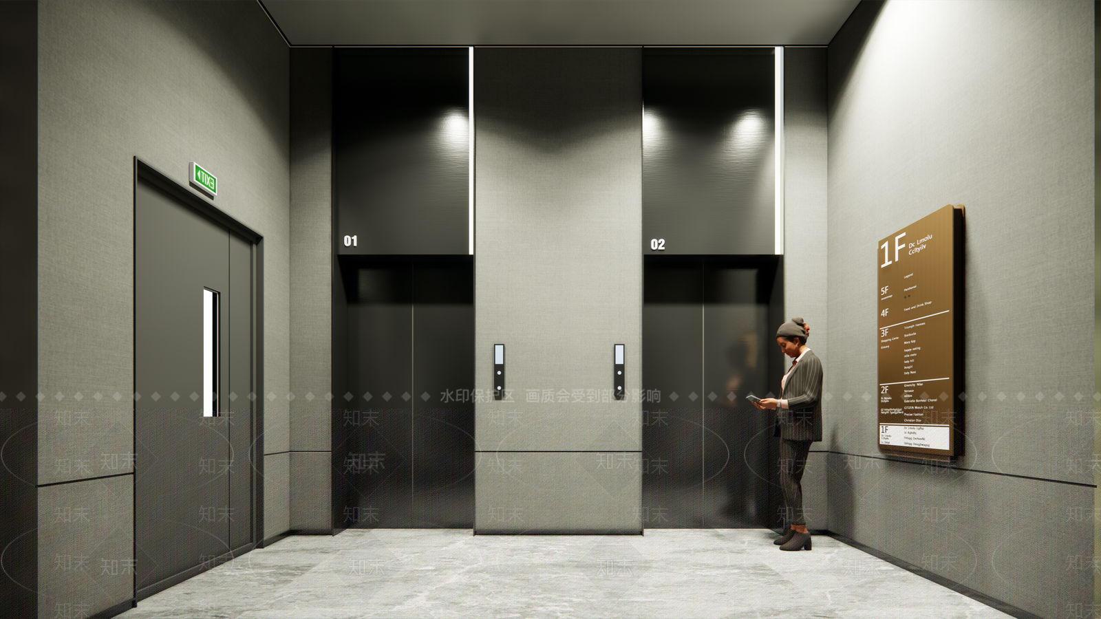 现代电梯厅SU模型下载【ID:1122988251】