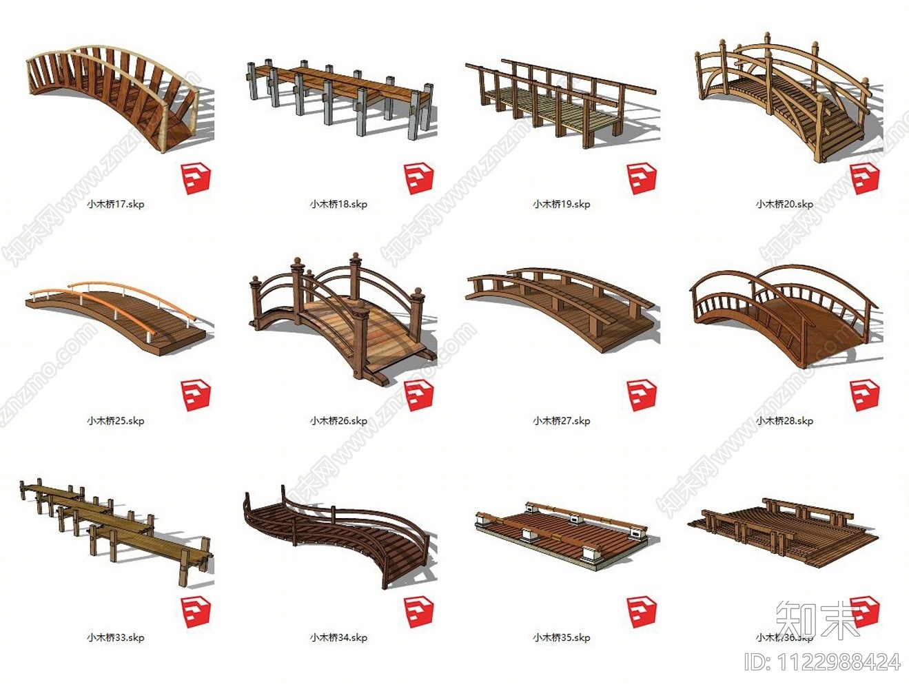 新中式景观桥SU模型下载【ID:1122988424】