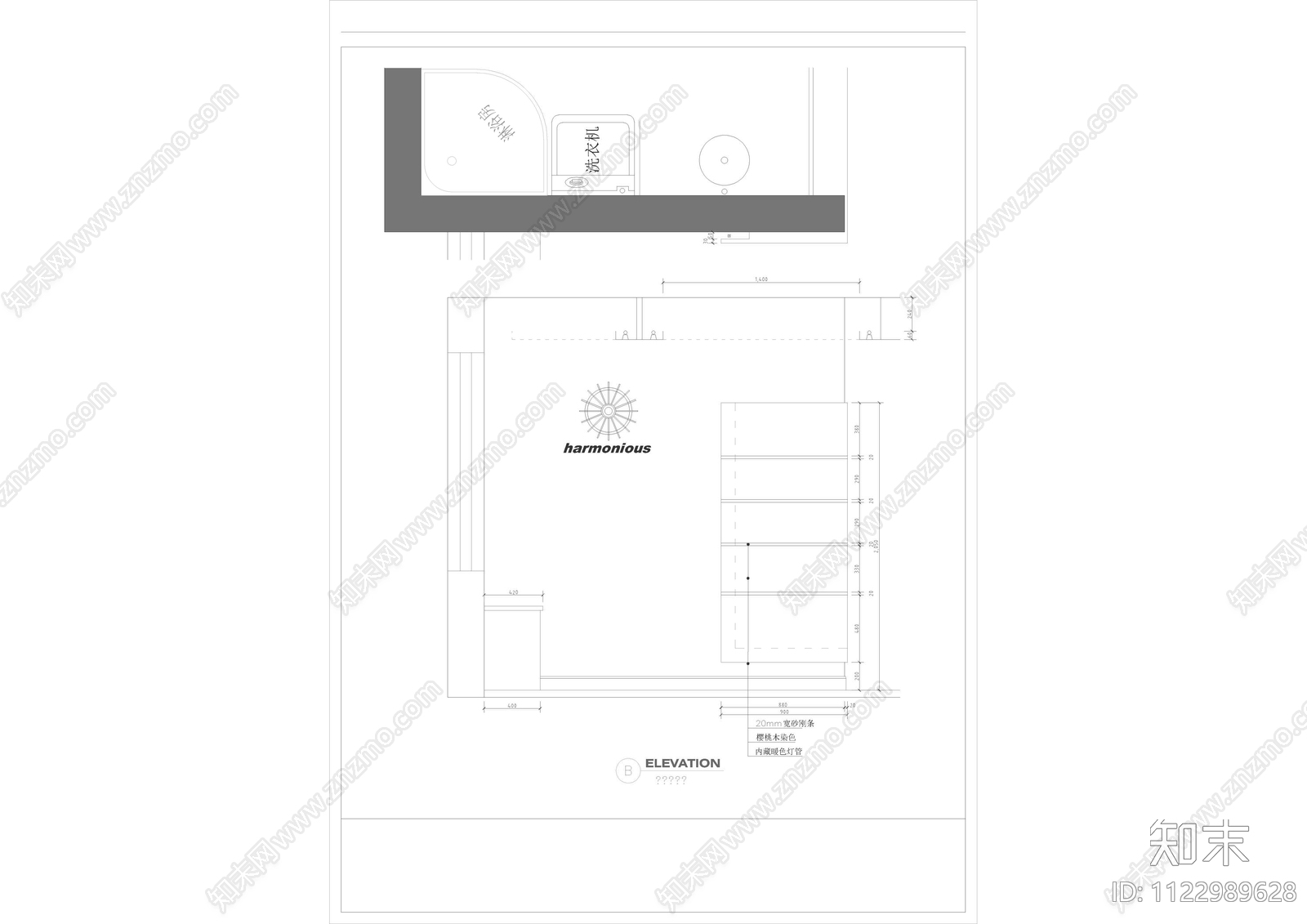 现代家装墙体结构图cad施工图下载【ID:1122989628】