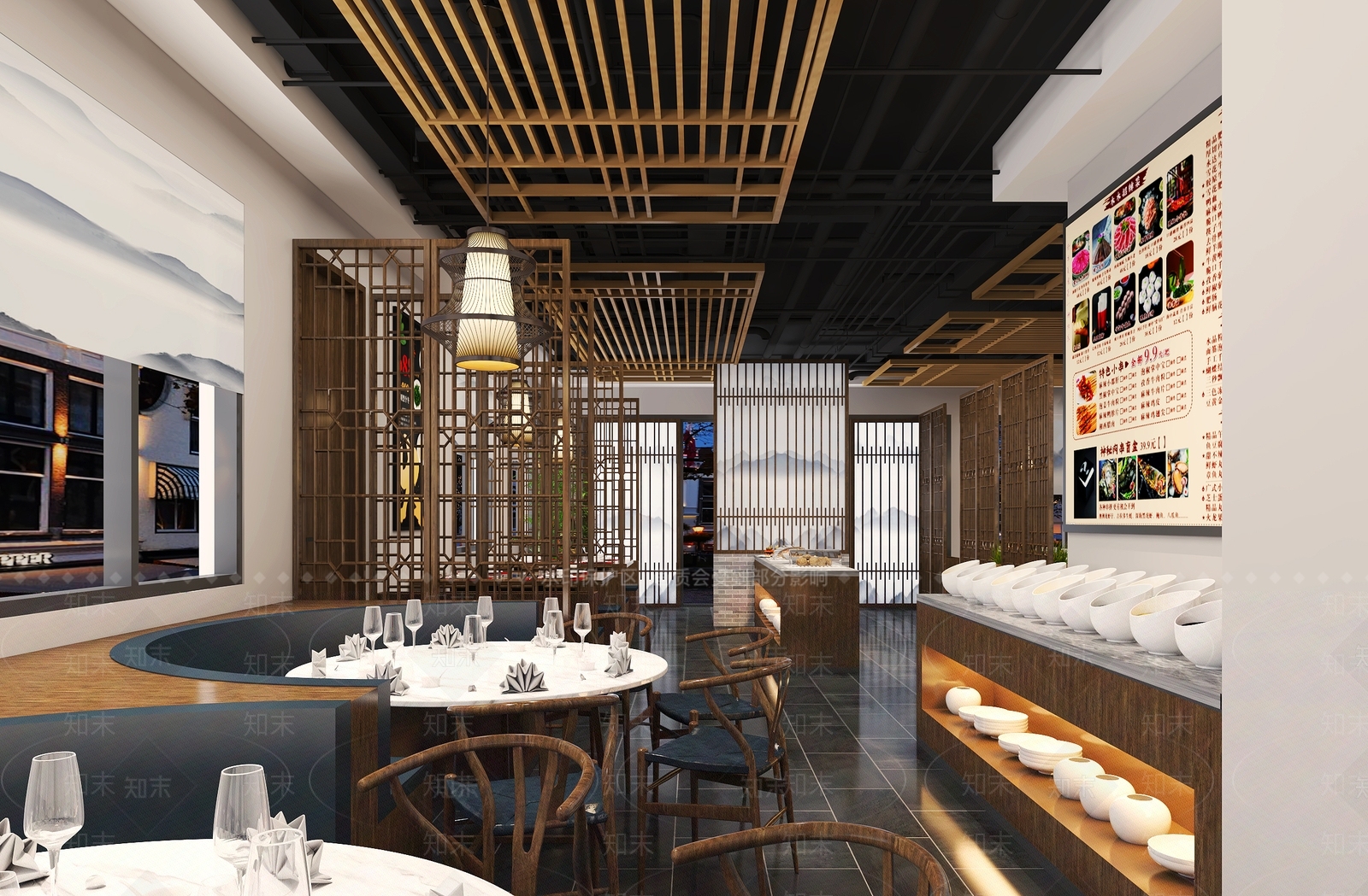 新中式火锅店3D模型下载【ID:1122990091】