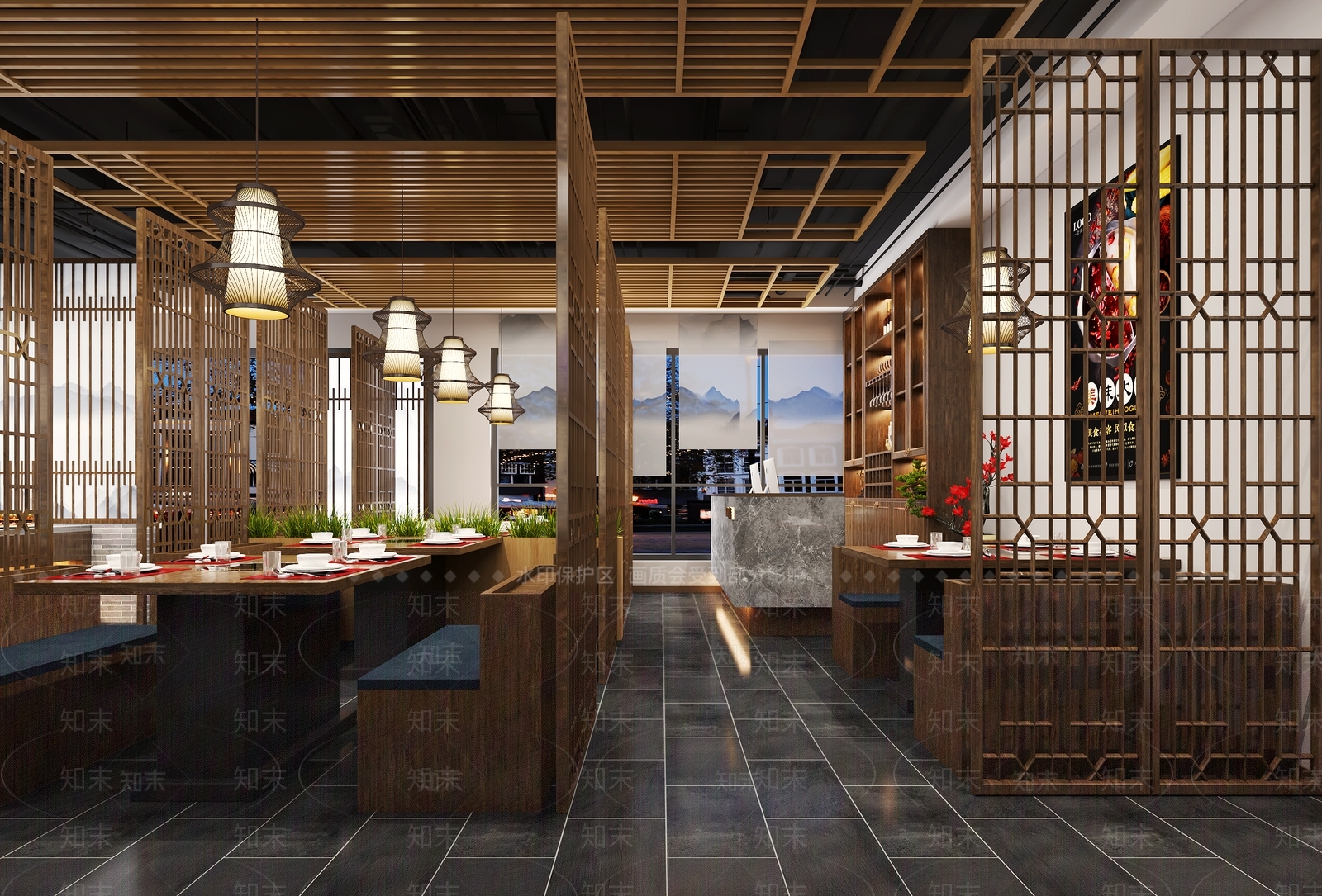 新中式火锅店3D模型下载【ID:1122990091】_知末3d模型网