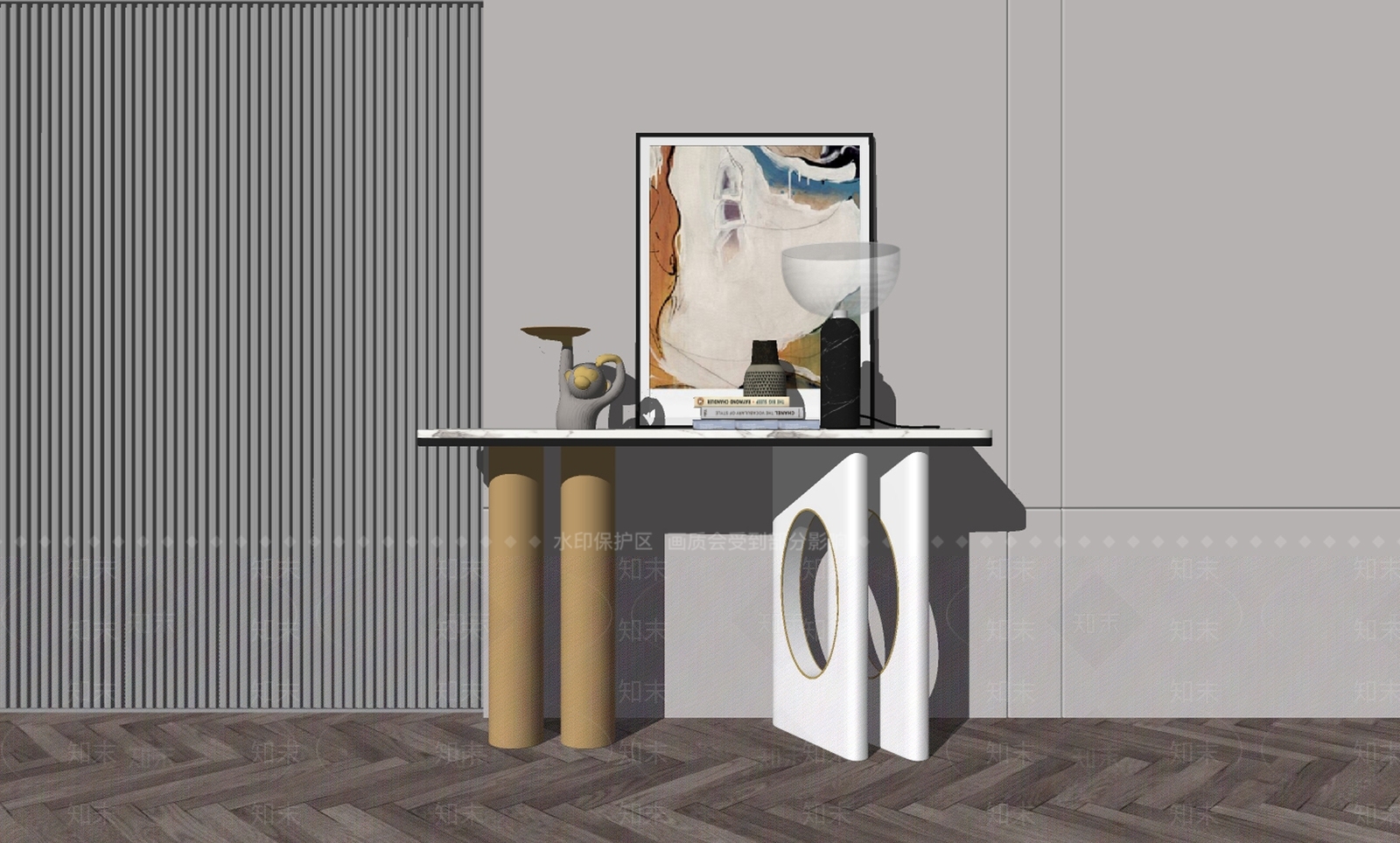 现代轻奢端景条案SU模型下载【ID:1122992922】