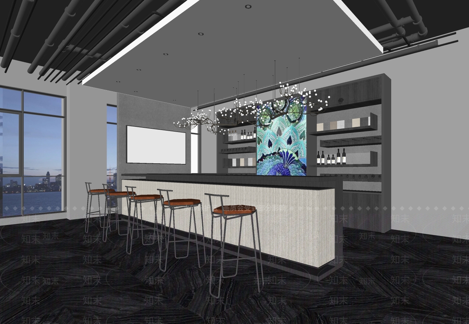 工业风格loft酒吧SU模型下载【ID:1122994672】