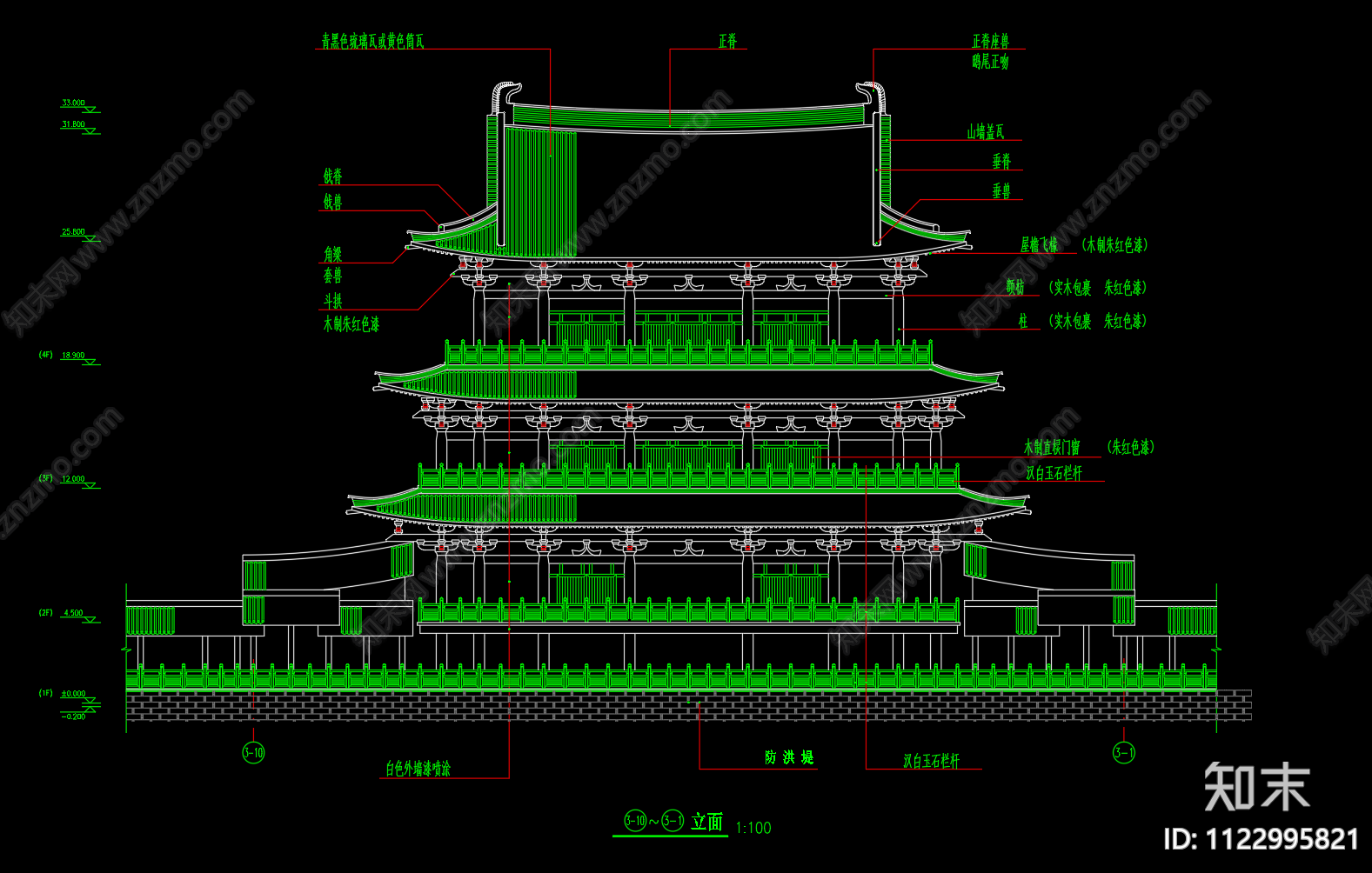 杜甫江阁古建筑设计施工图下载【ID:1122995821】