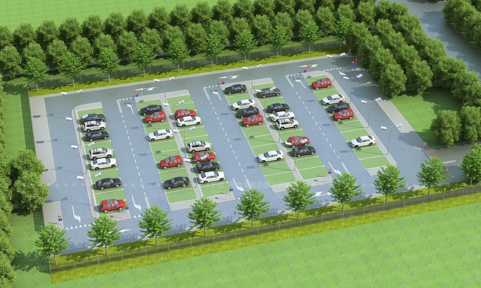 现代户外停车场3D模型下载【ID:1123000796】