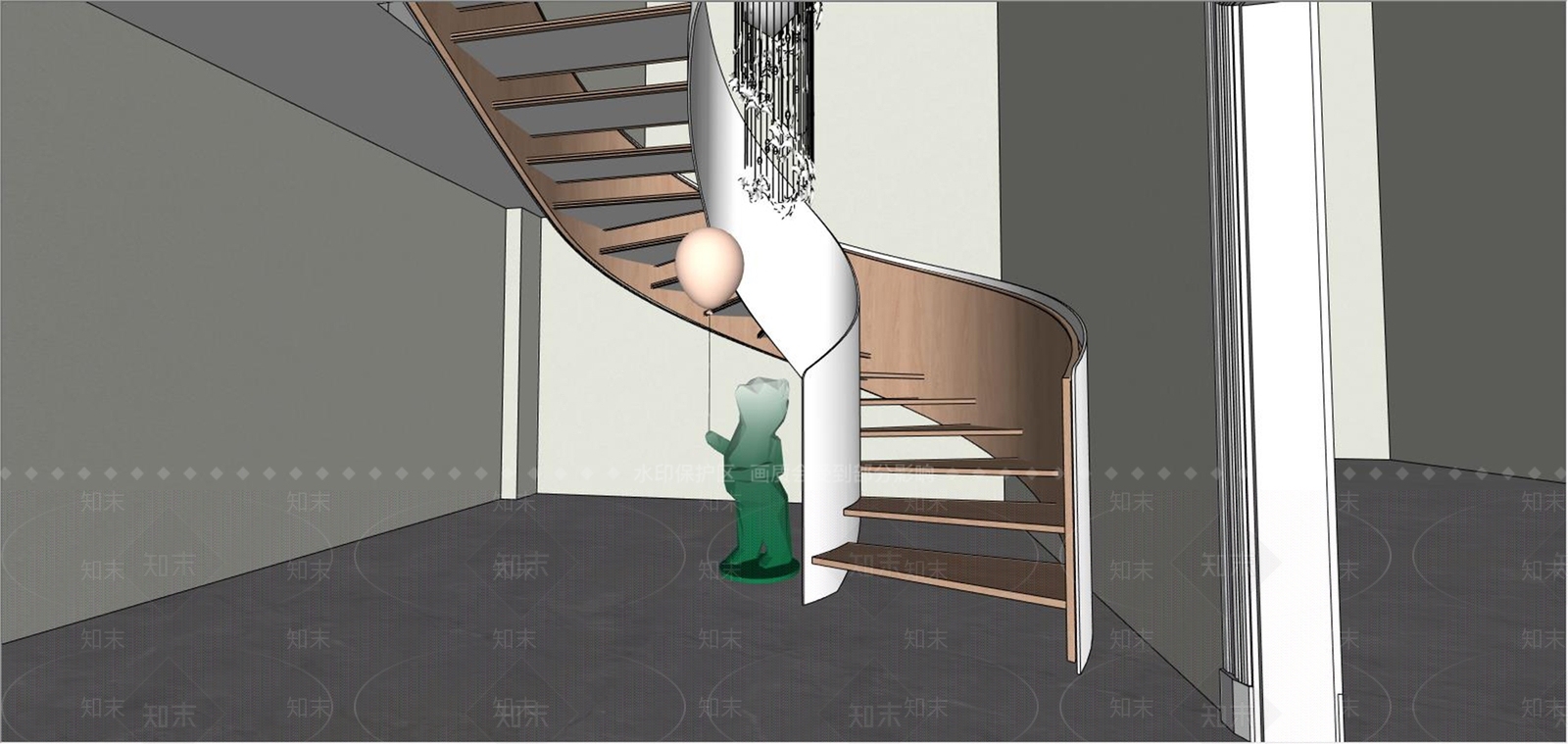 现代旋转楼梯间SU模型下载【ID:1136138967】