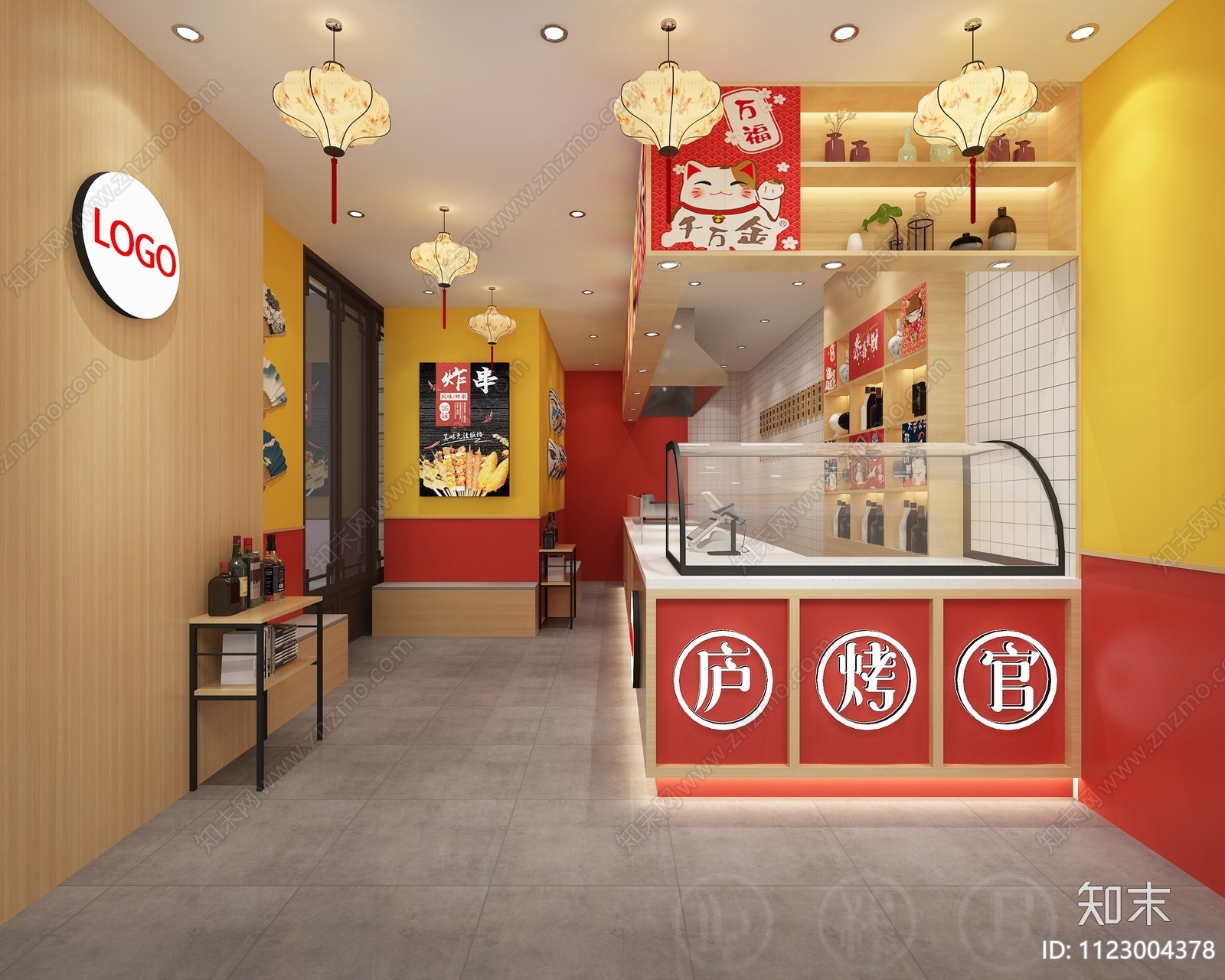 现代炸串小吃快餐店3D模型下载【ID:1123004378】