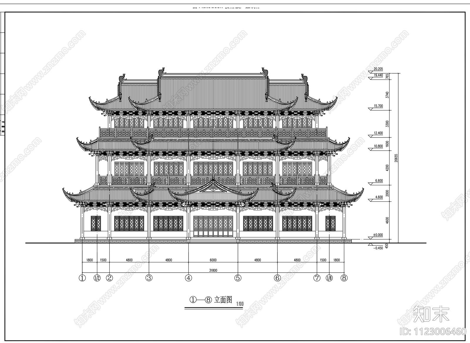 中式大觉寺设计cad施工图下载【ID:1123006460】