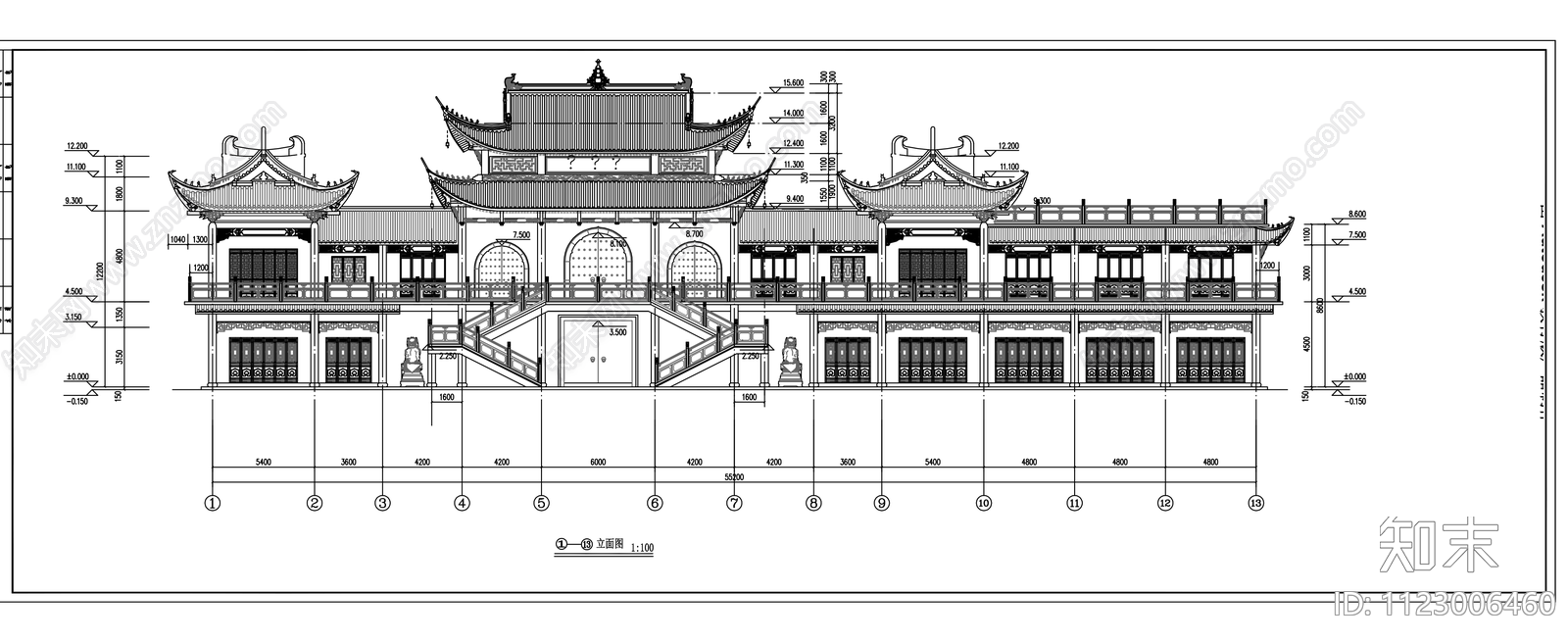 中式大觉寺设计cad施工图下载【ID:1123006460】