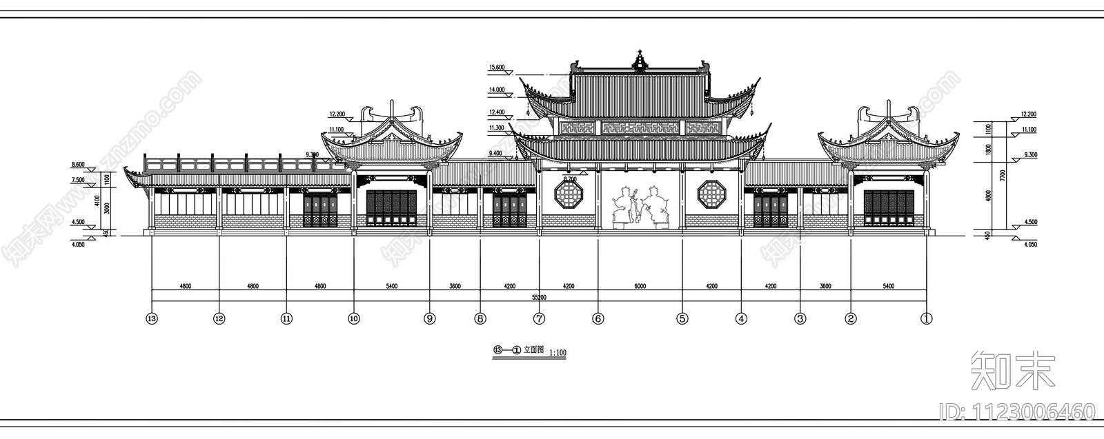 中式大觉寺设计cad施工图下载【ID:1123006460】