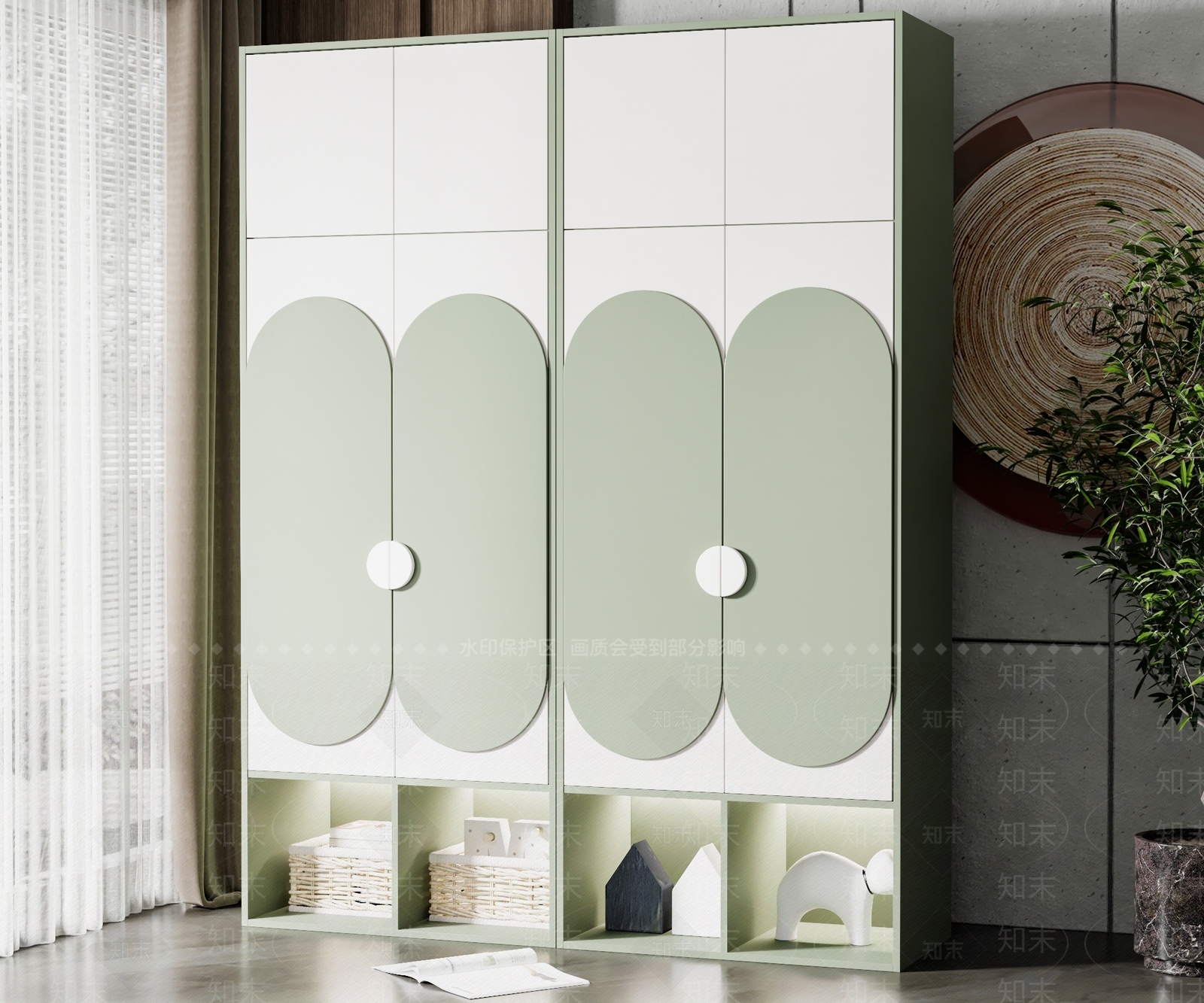 现代儿童房衣柜3D模型下载【ID:1123008863】