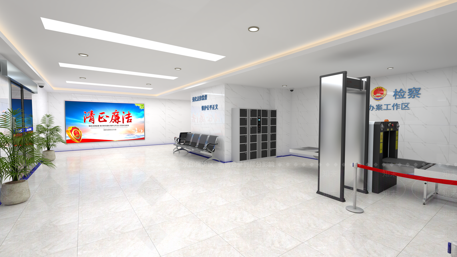 现代检查办公大厅SU模型下载【ID:1123010367】