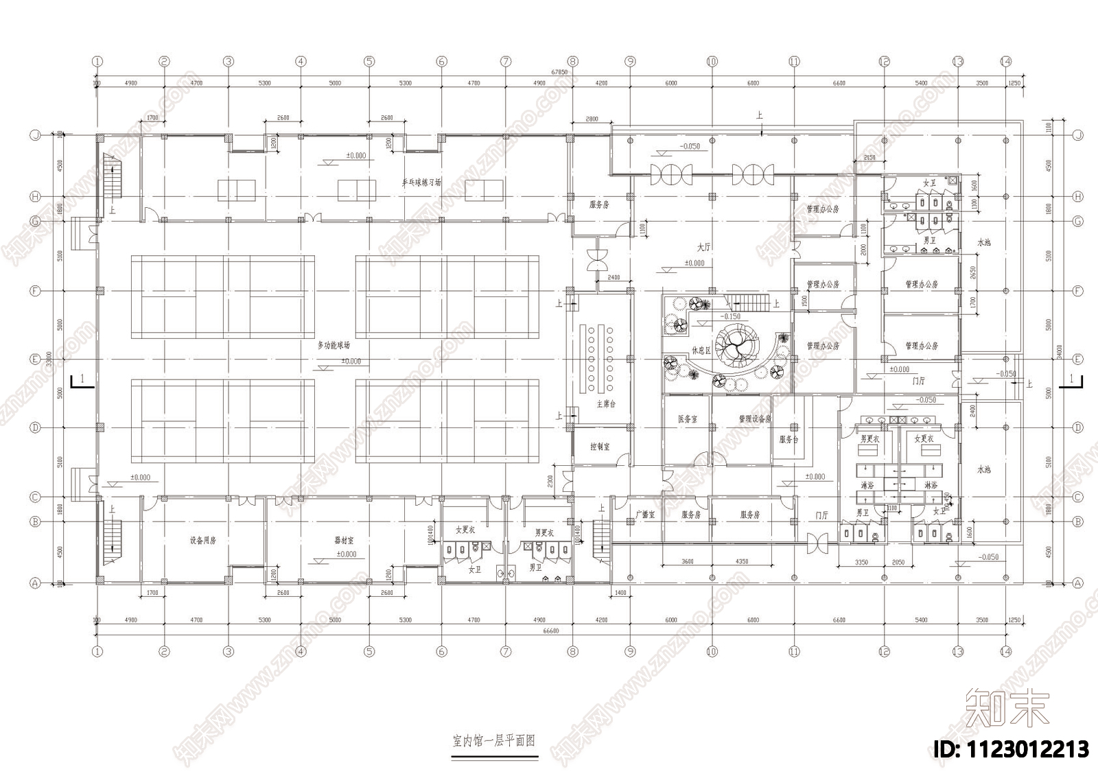 体育馆设计全套图纸cad施工图下载【ID:1123012213】