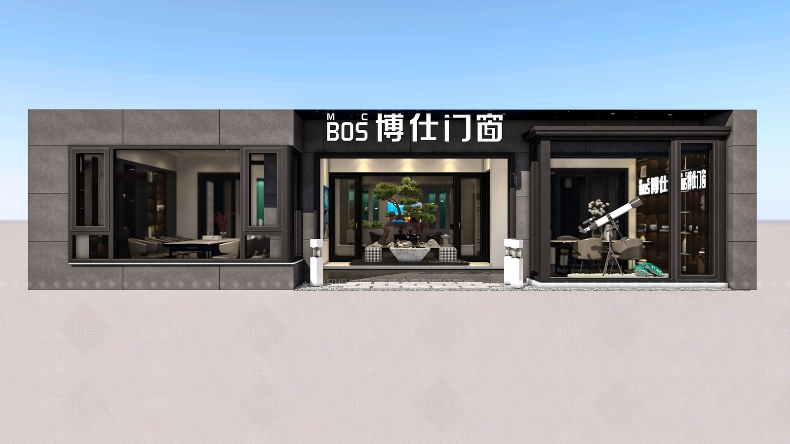 现代门窗家居专卖店3D模型下载【ID:1123013789】