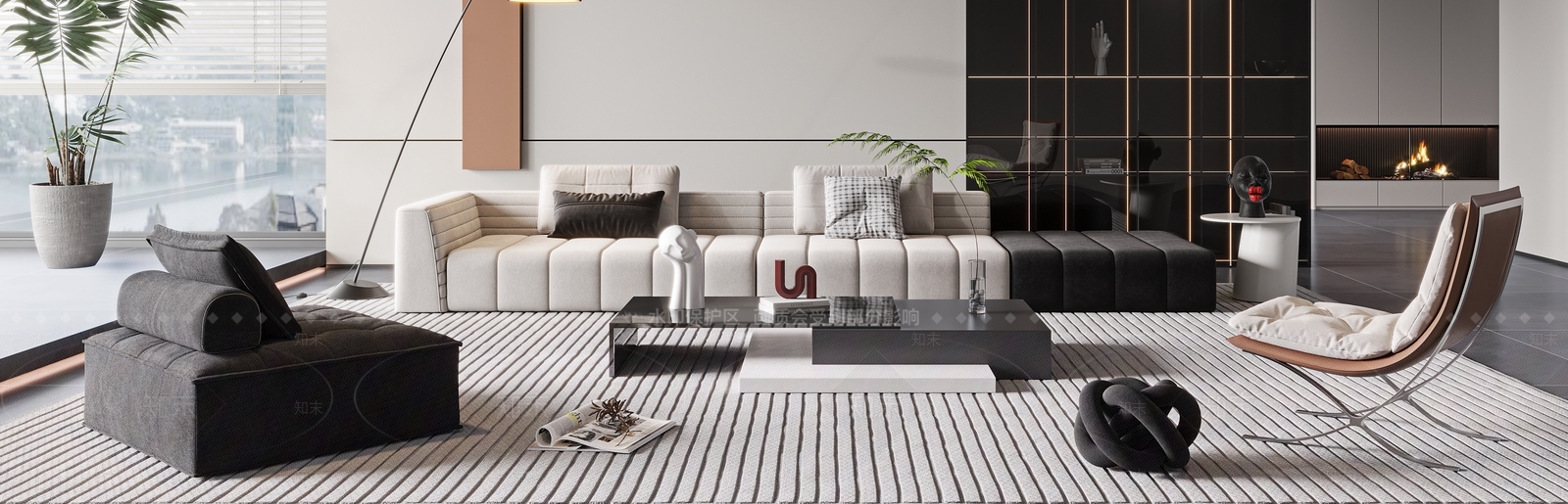 现代沙发茶几组合3D模型下载【ID:1123017276】_知末3d模型网
