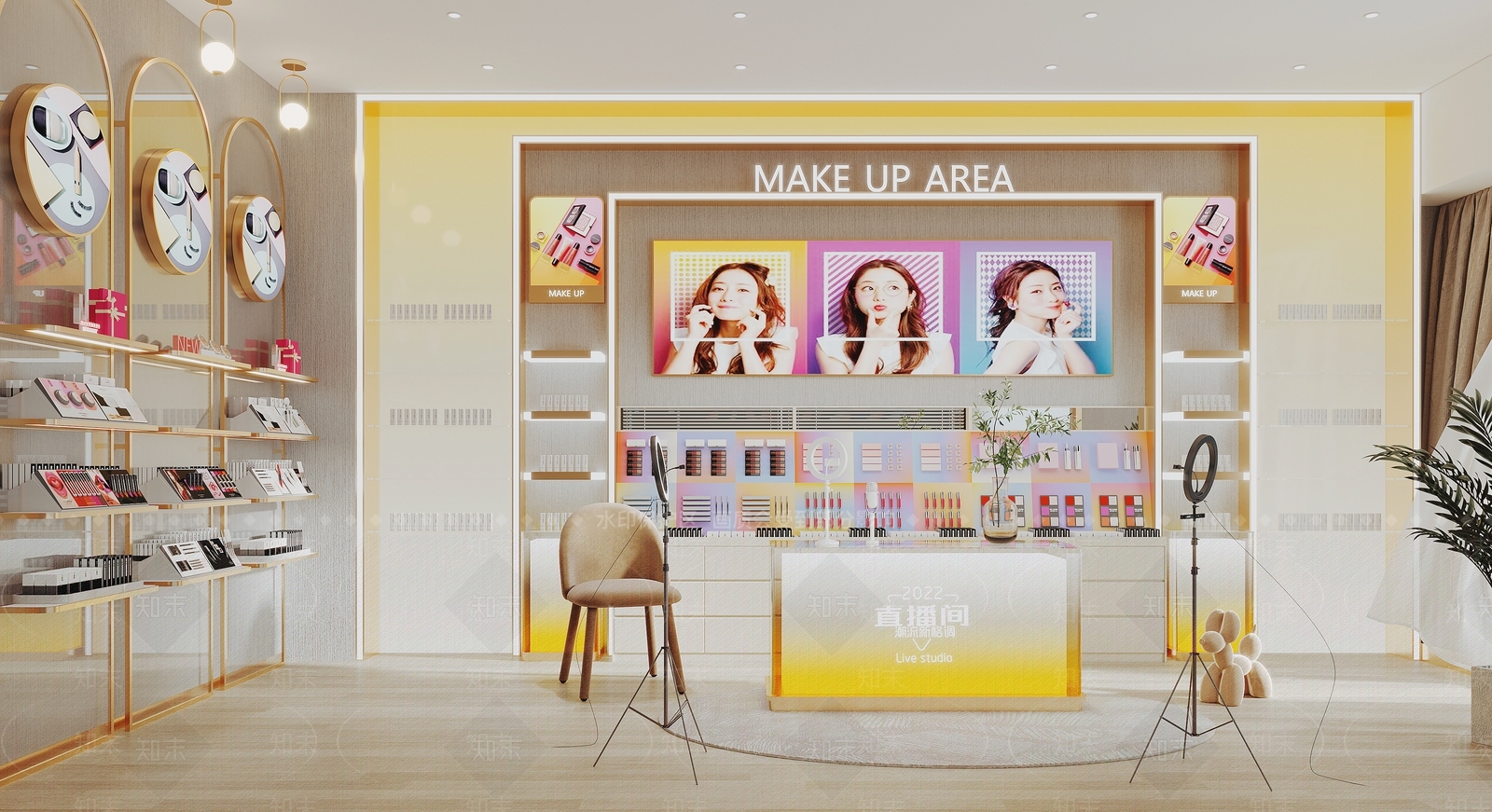 现代化妆品店直播间SU模型下载【ID:1123018362】