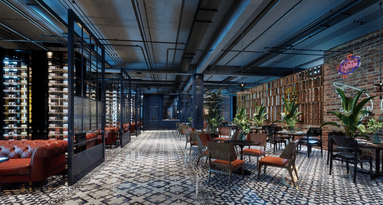 工业西餐厅SU模型下载【ID:1123018807】