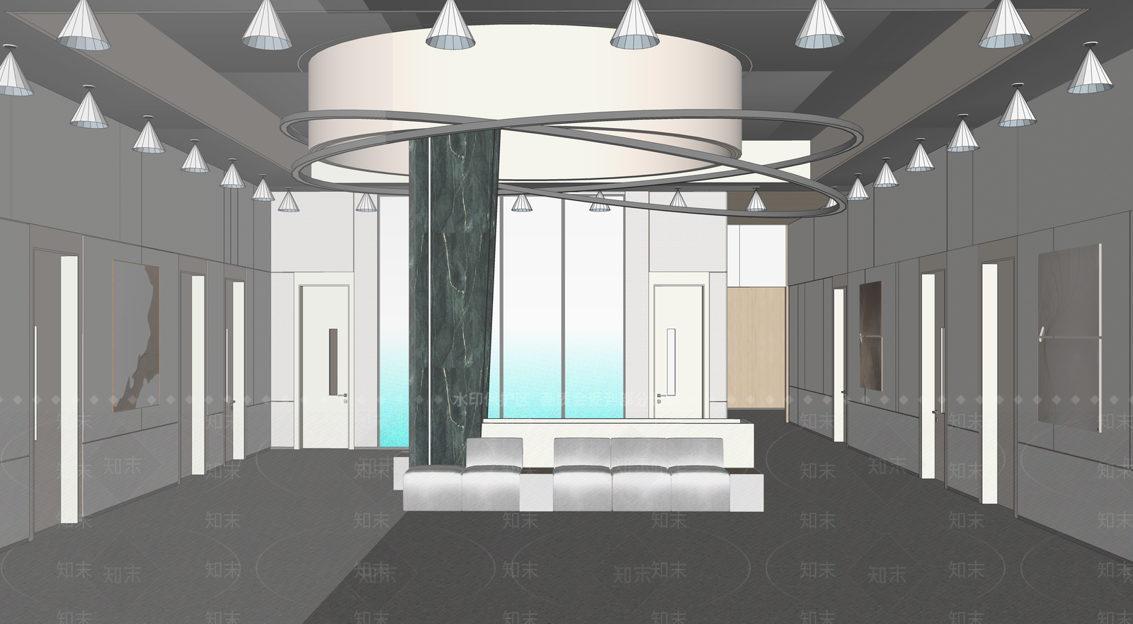 现代休息厅SU模型下载【ID:1123023815】