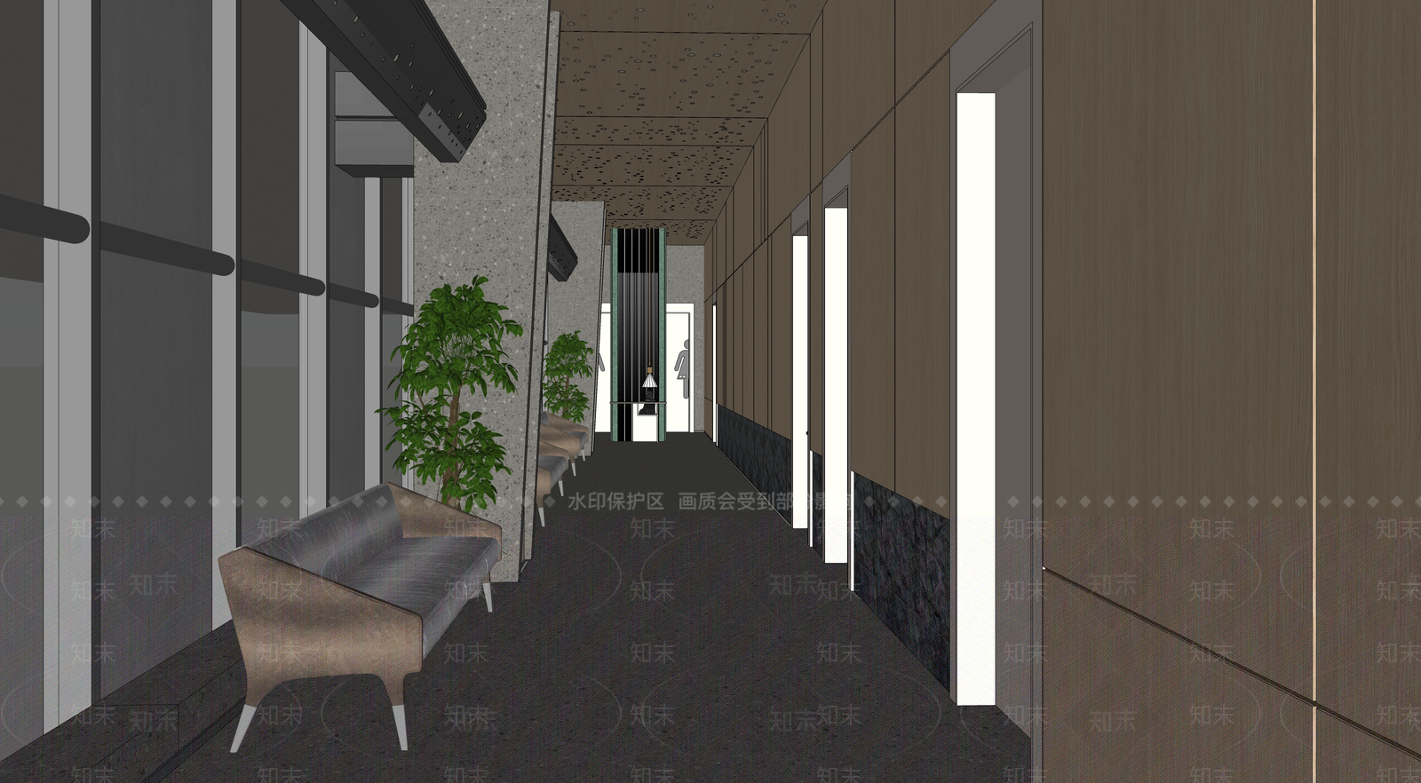 现代休息厅SU模型下载【ID:1123023815】