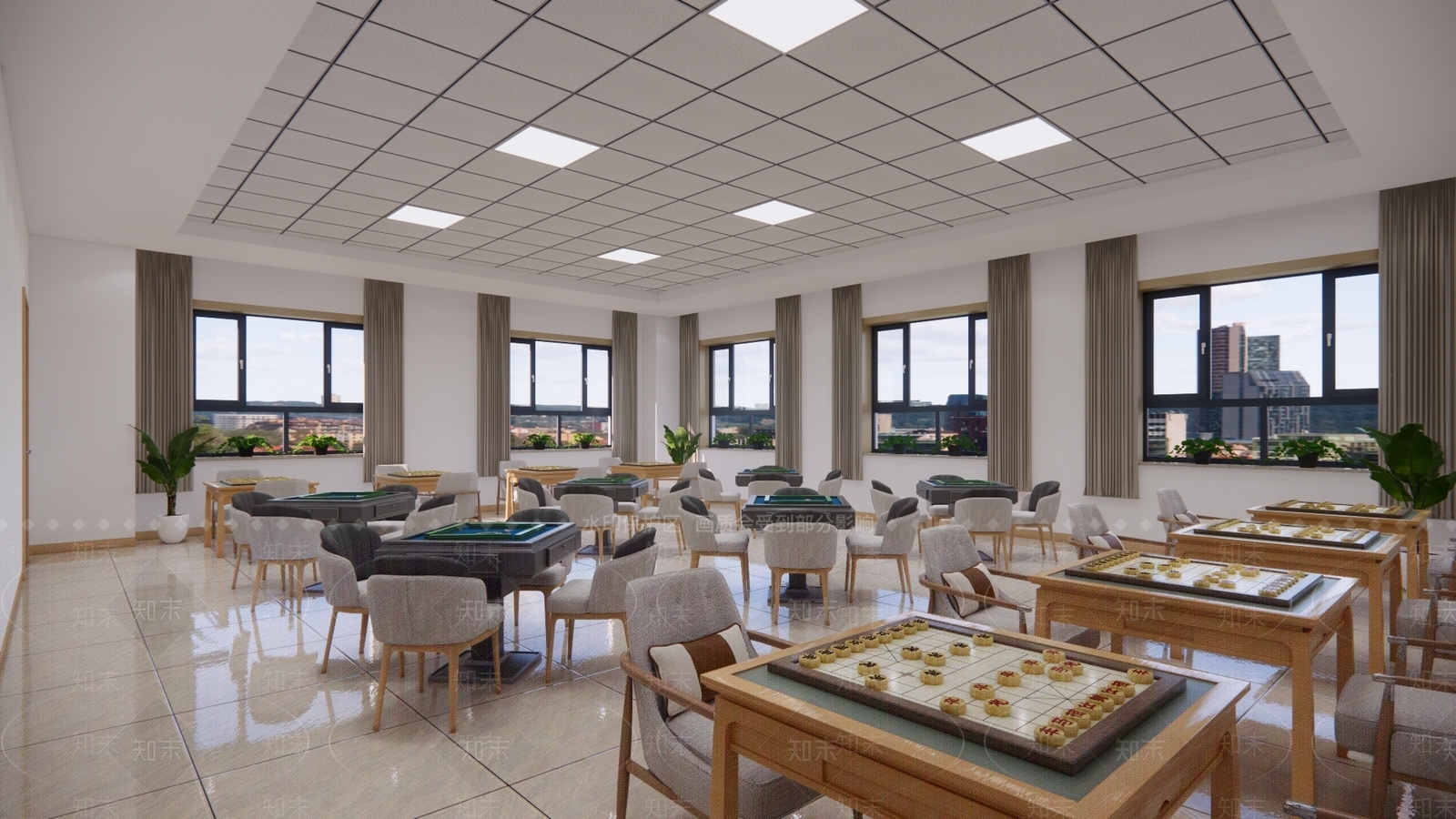 现代棋牌室SU模型下载【ID:1123032084】