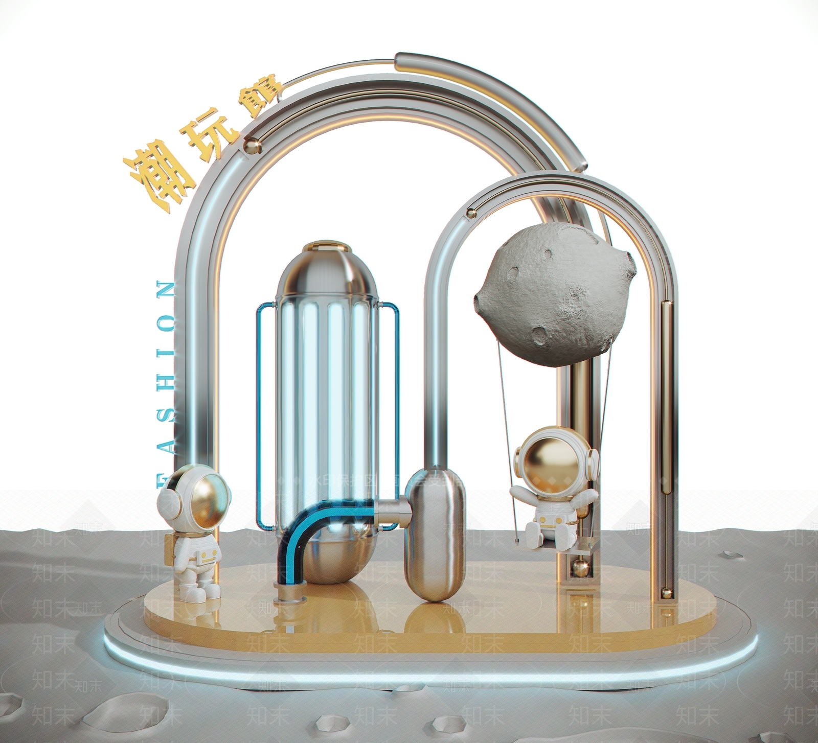 现代美陈展示区3D模型下载【ID:1123035566】