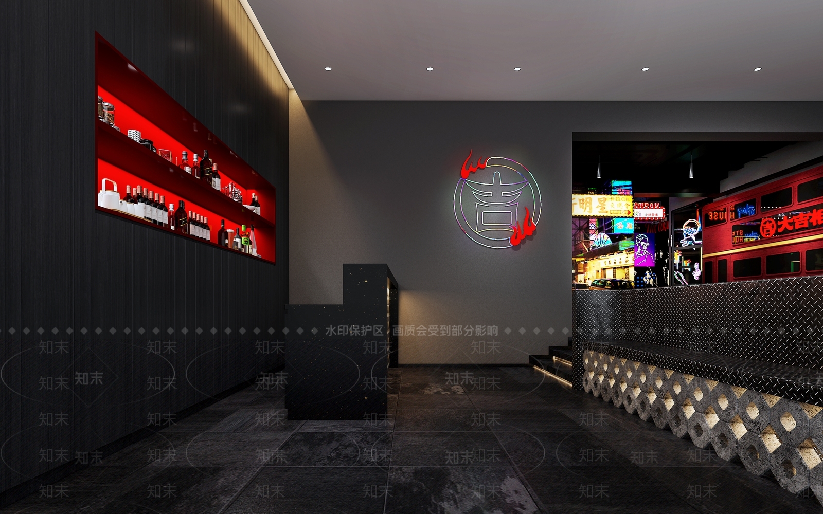 工业风港式茶餐厅3D模型下载【ID:1123049210】