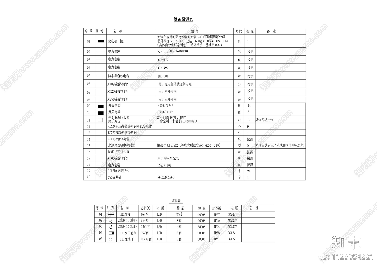 景观屋顶照明电气平面图施工图下载【ID:1123054221】