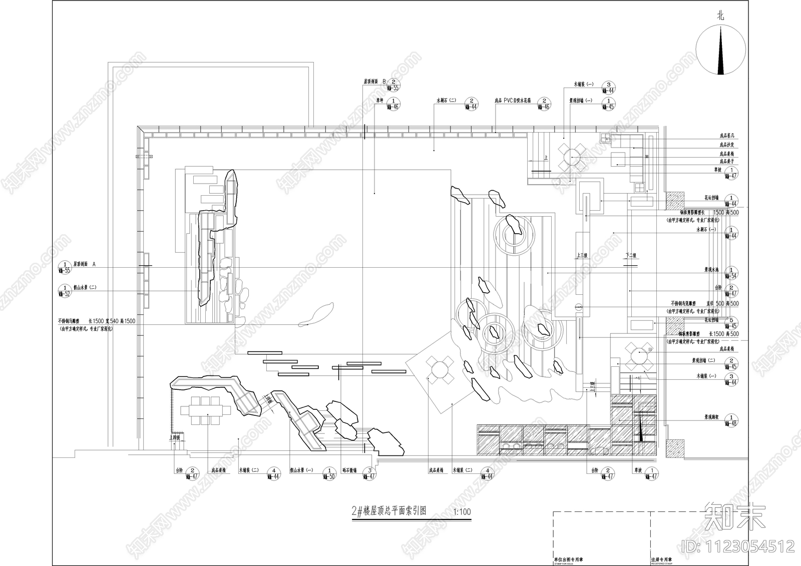 屋顶花园景观平面图cad施工图下载【ID:1123054512】