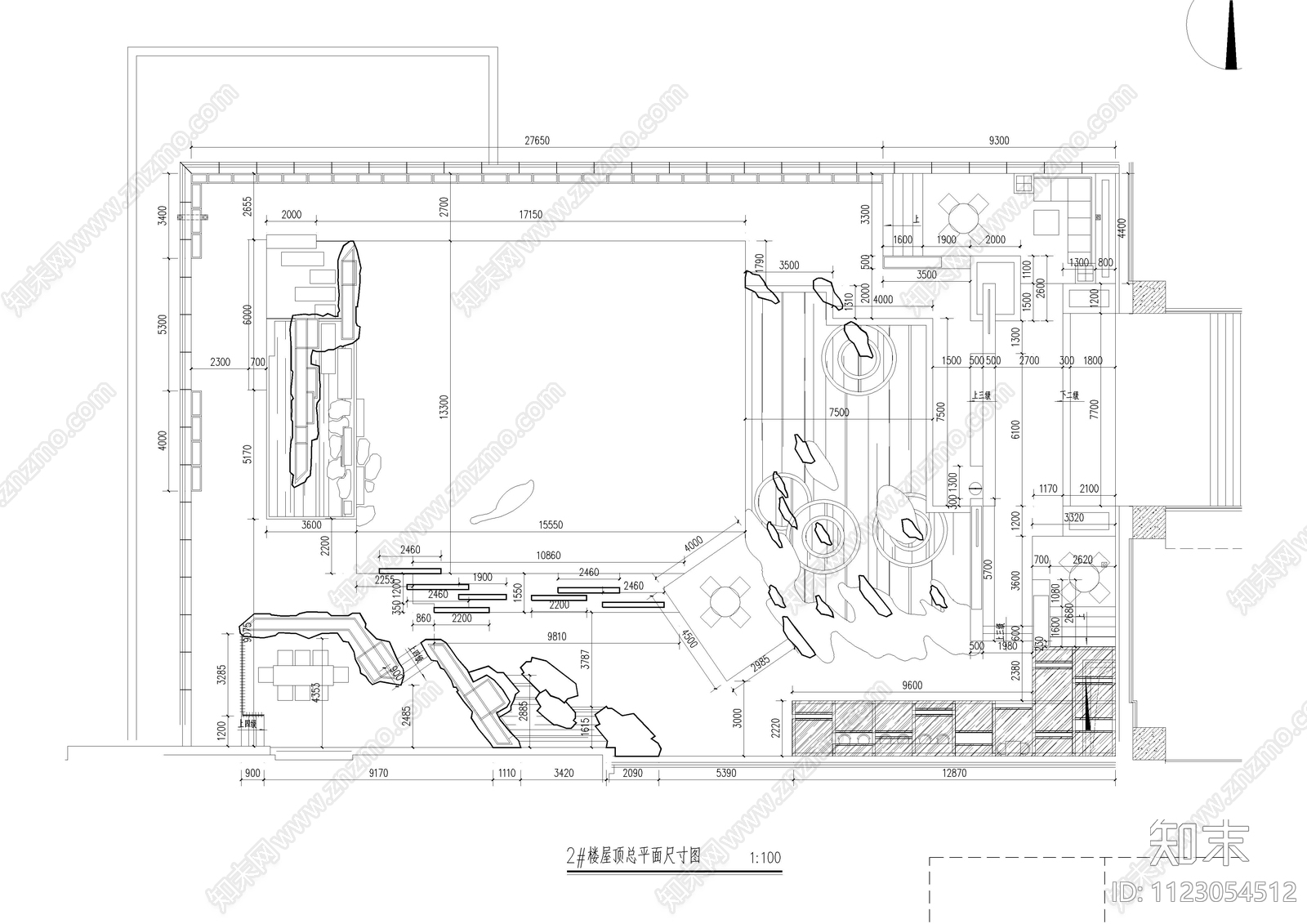 屋顶花园景观平面图cad施工图下载【ID:1123054512】