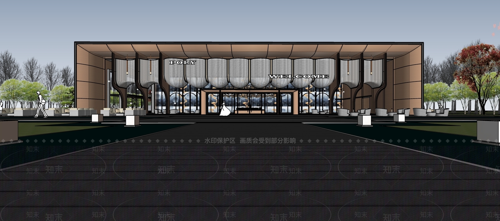 现代售楼处建筑SU模型精品下载_SketchUp模型_知末网
