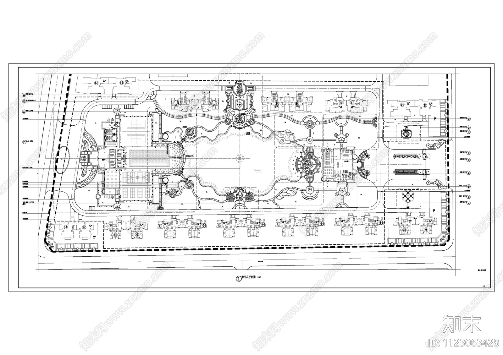 欧式小区景观总平面图cad施工图下载【ID:1123063428】