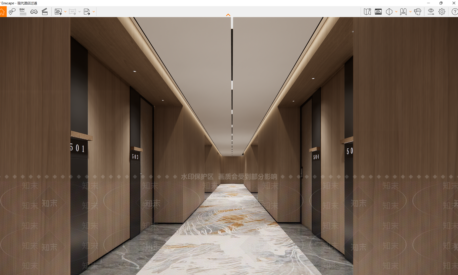 现代酒店玄关过道SU模型下载【ID:1123074299】