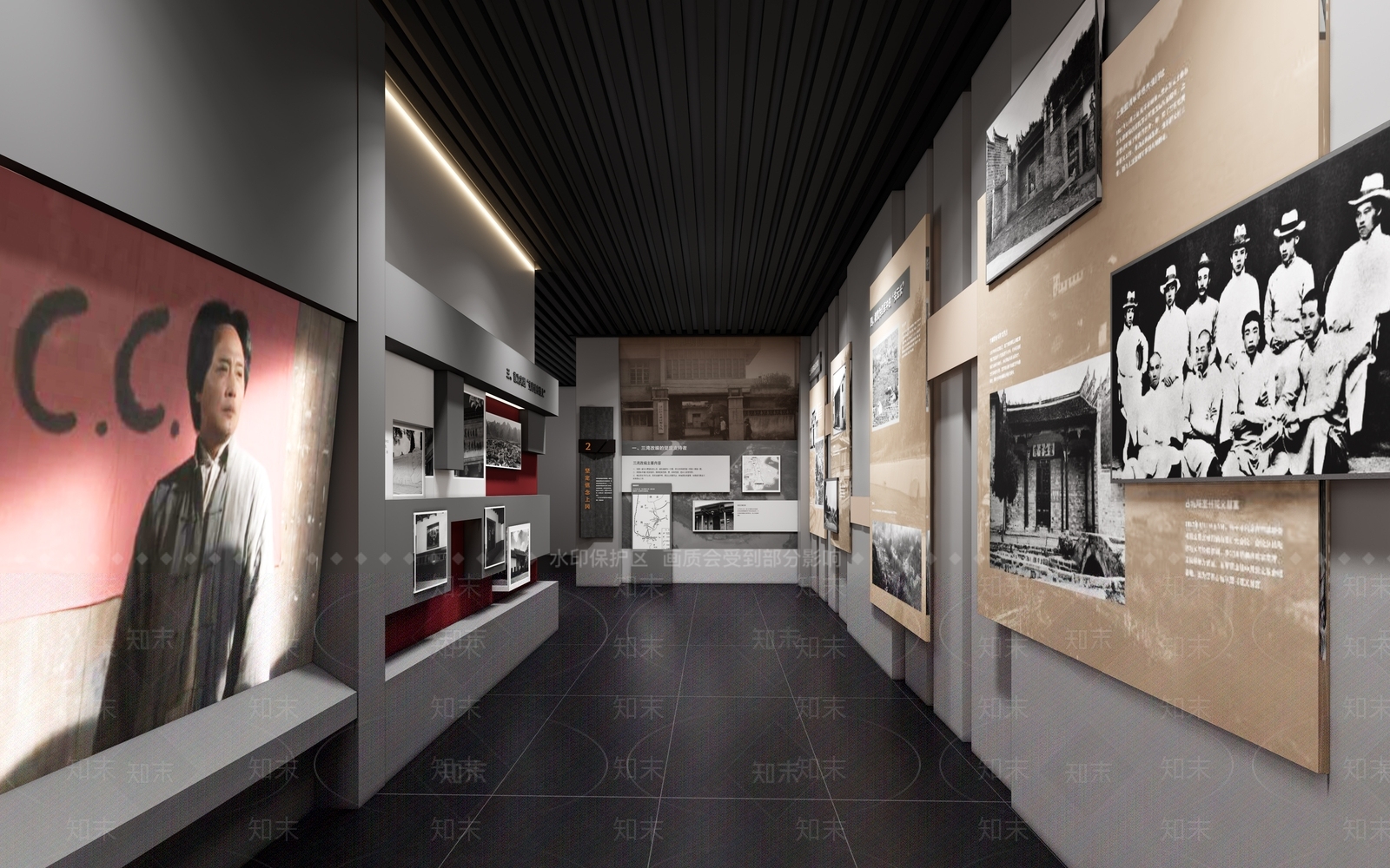 现代党建展厅SU模型下载【ID:1123074810】