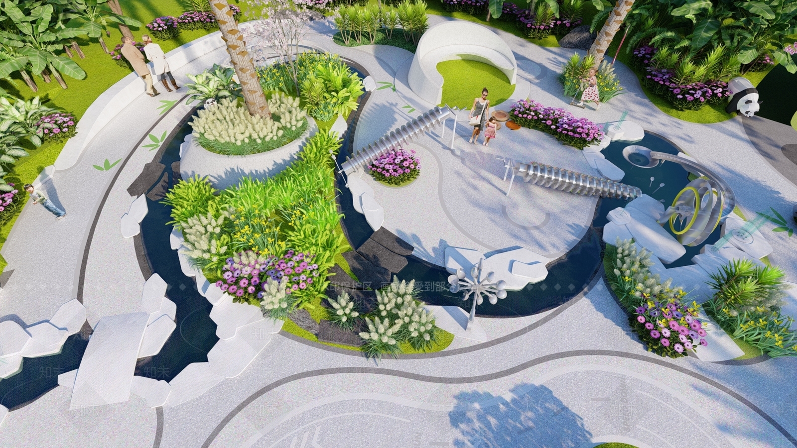 现代公园景观SU模型下载【ID:1123076007】