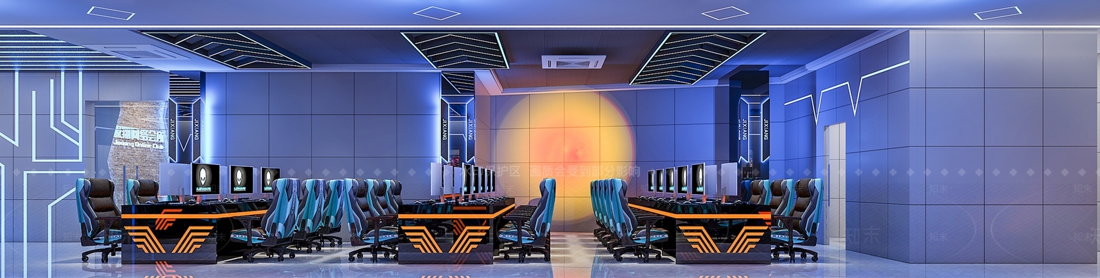 现代网咖网吧电竞会所3D模型下载【ID:1123081800】