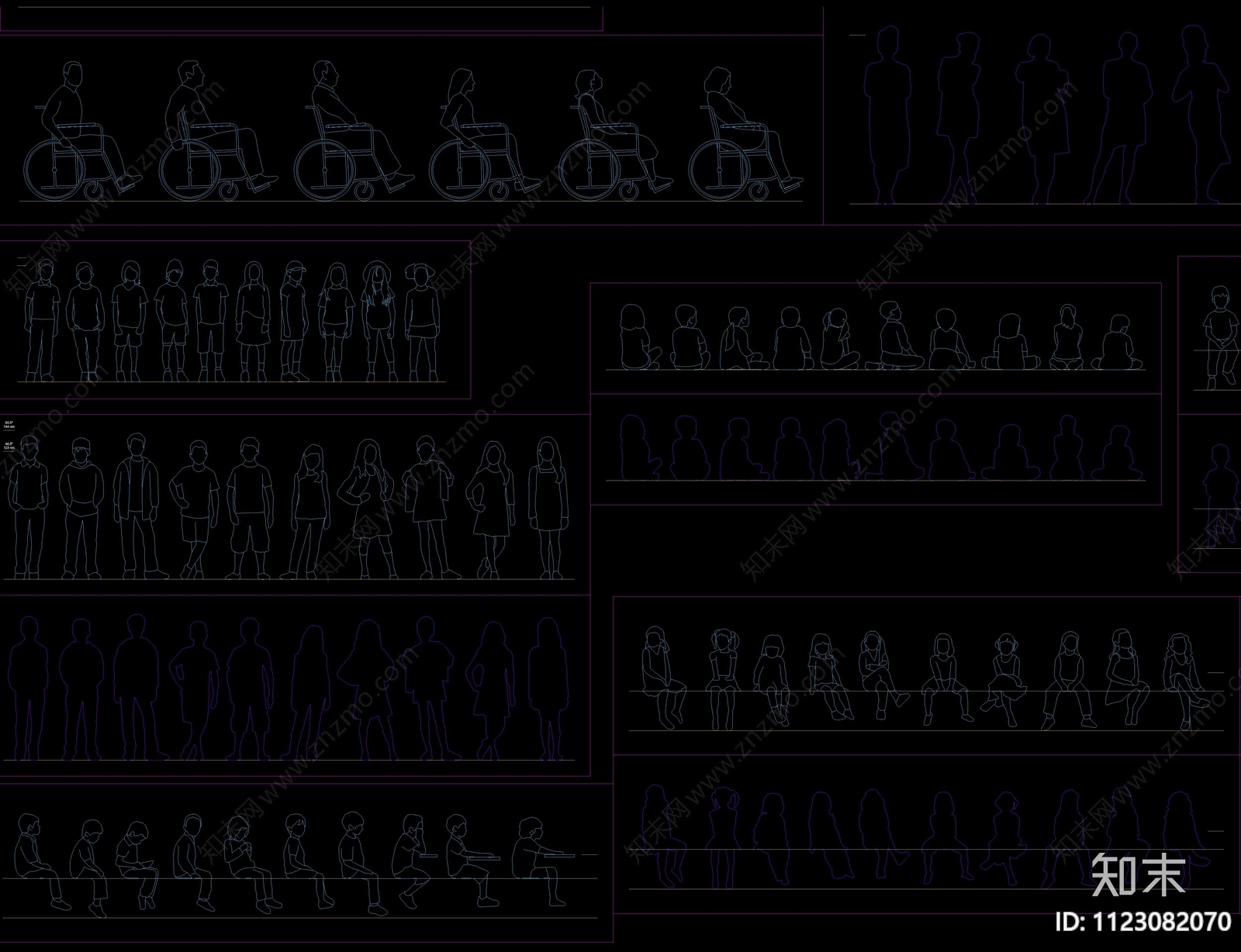 多种动作职业人物CADcad施工图下载【ID:1123082070】