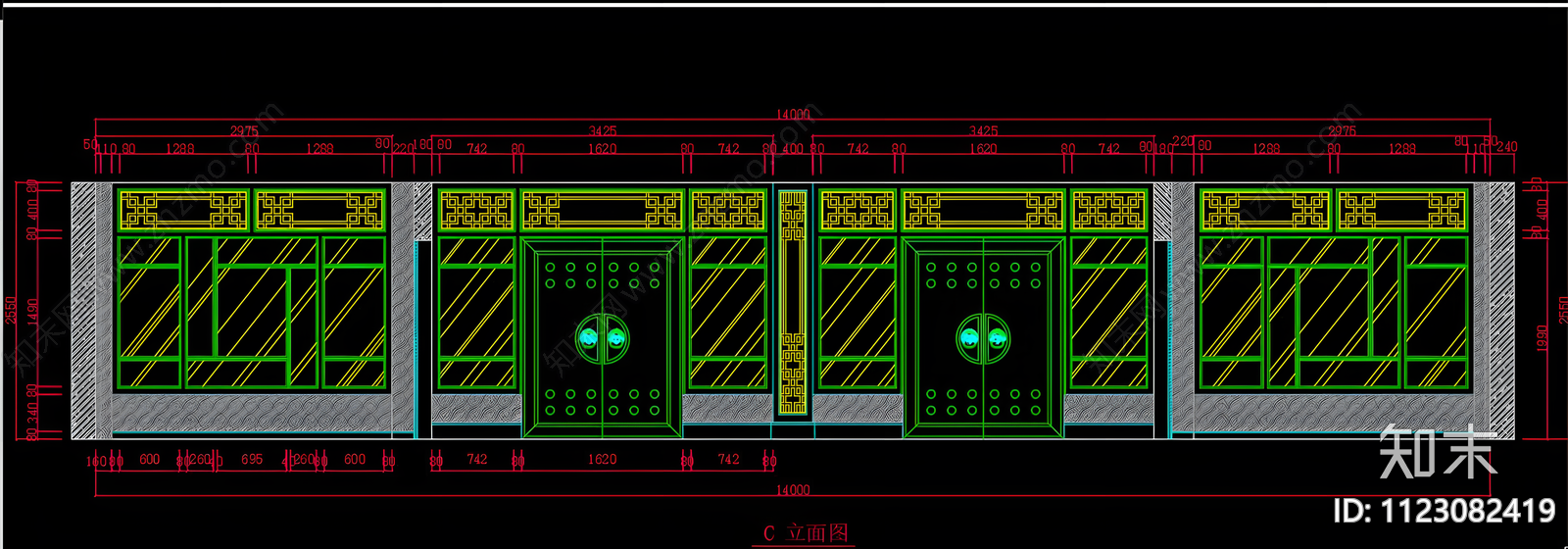 中式茶楼CADcad施工图下载【ID:1123082419】