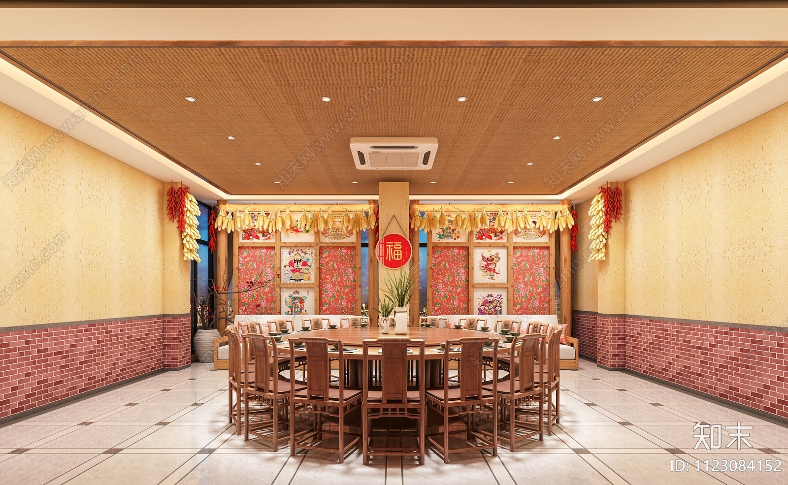 中式饭店农家乐设计效果图 – 设计本装修效果图