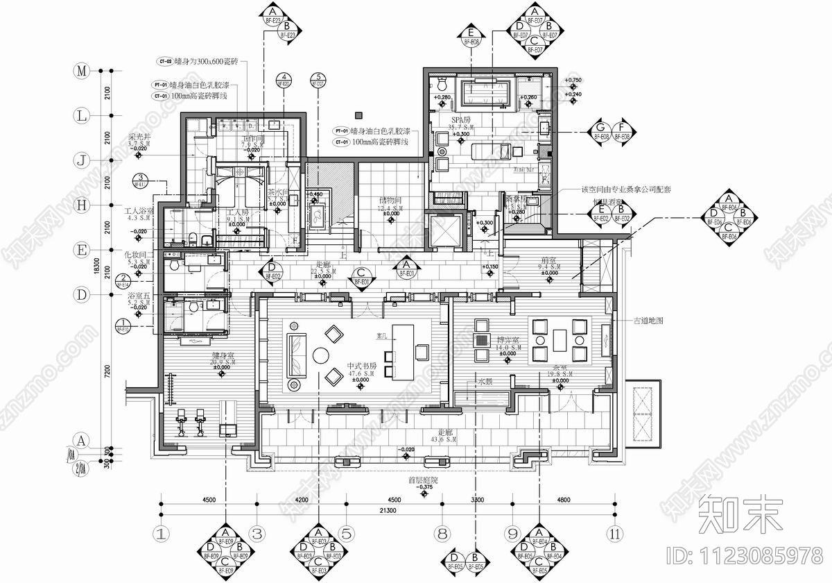 1200㎡三层别墅豪宅施工图下载【ID:1123085978】