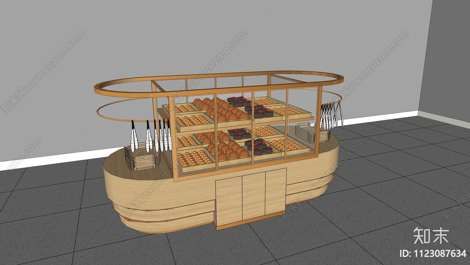 现代糕点展柜SU模型下载【ID:1123087634】