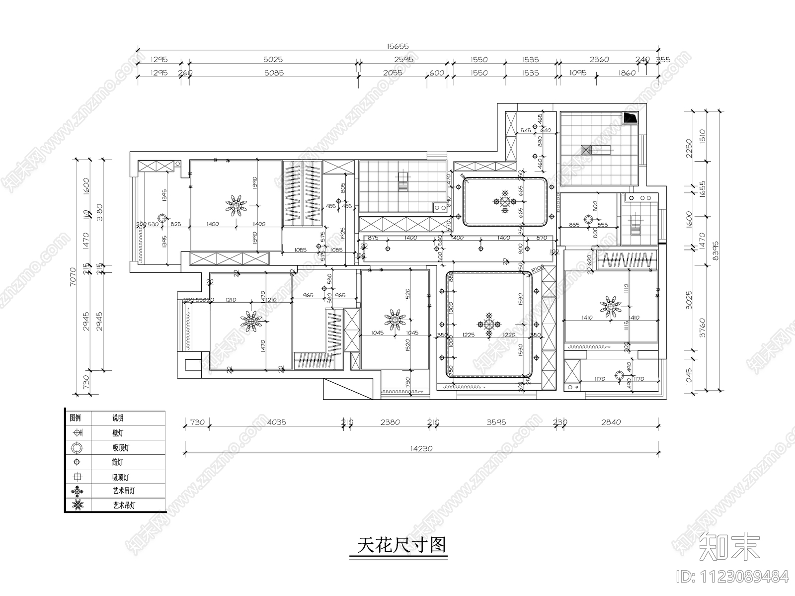 115㎡现代简约样板间平面图cad施工图下载【ID:1123089484】