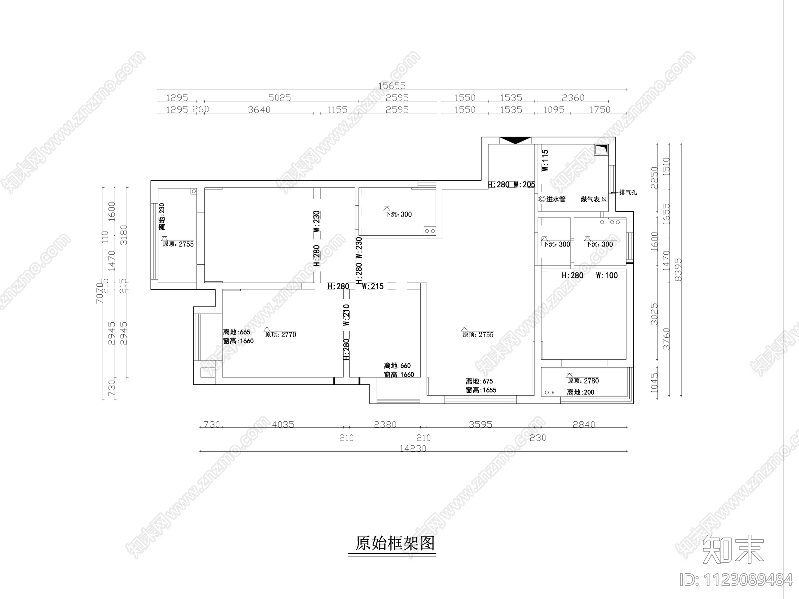 115㎡现代简约样板间平面图cad施工图下载【ID:1123089484】