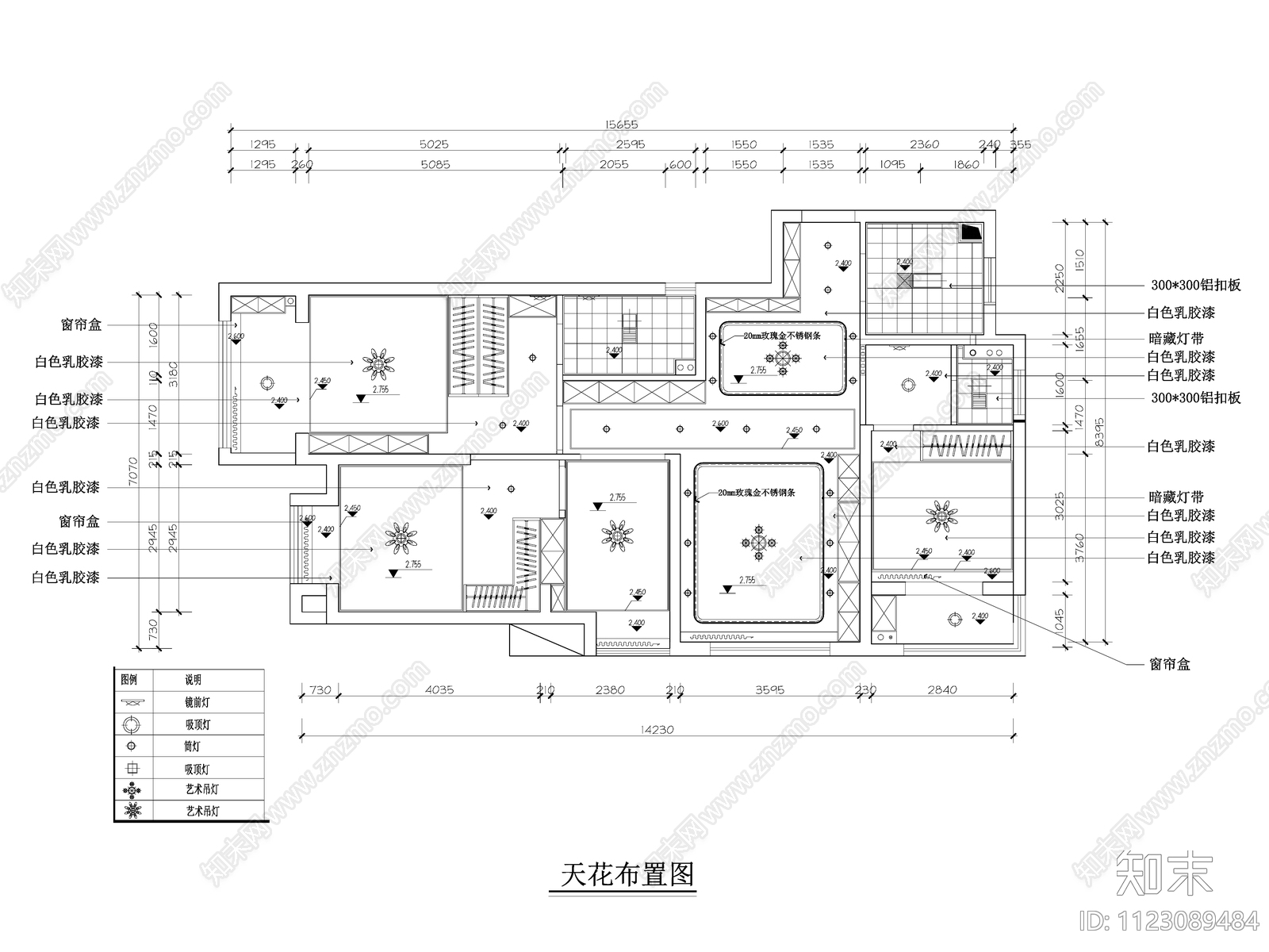 115㎡现代简约样板间平面图cad施工图下载【ID:1123089484】