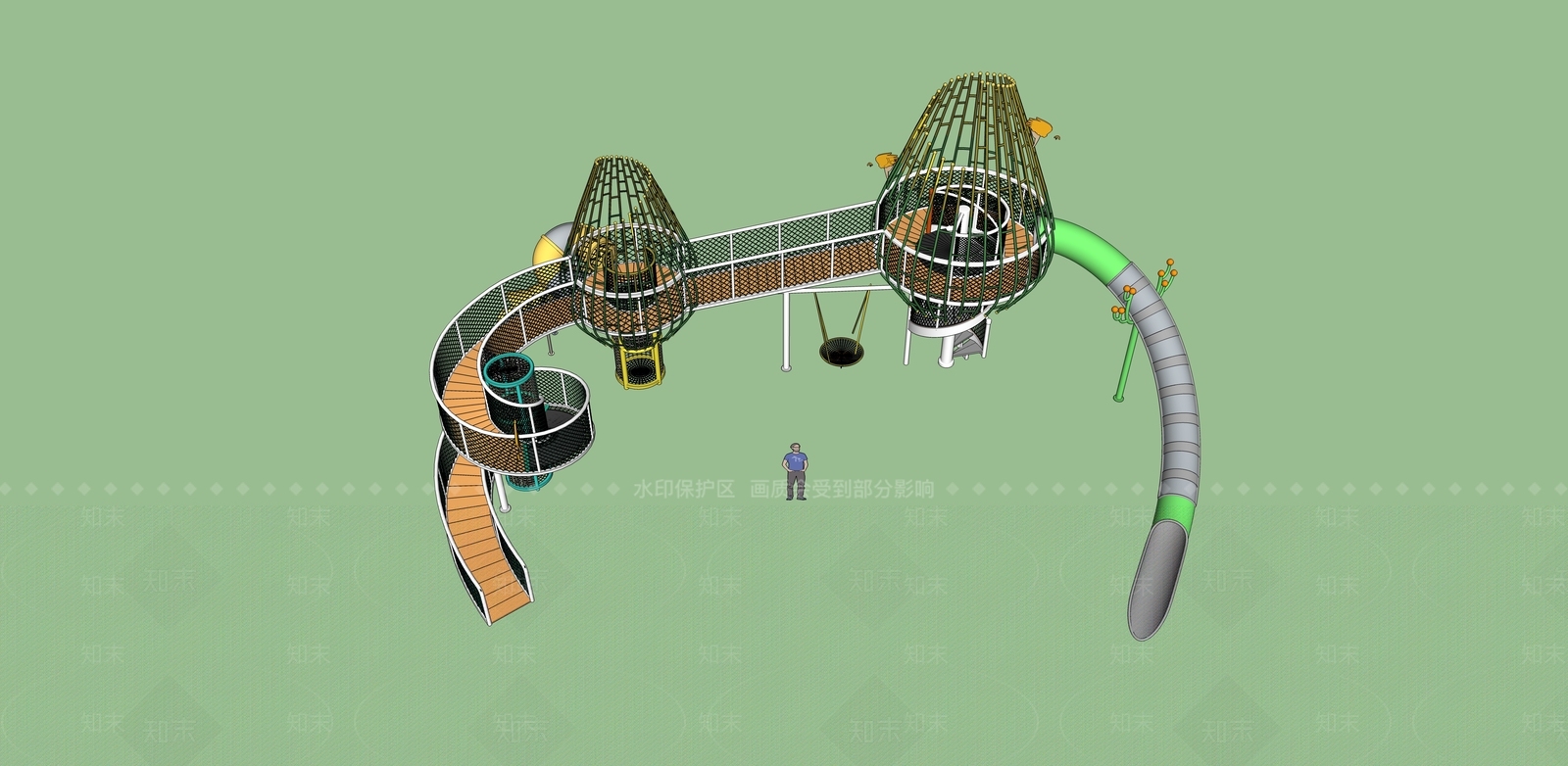 儿童滑梯SU模型下载【ID:1123097834】