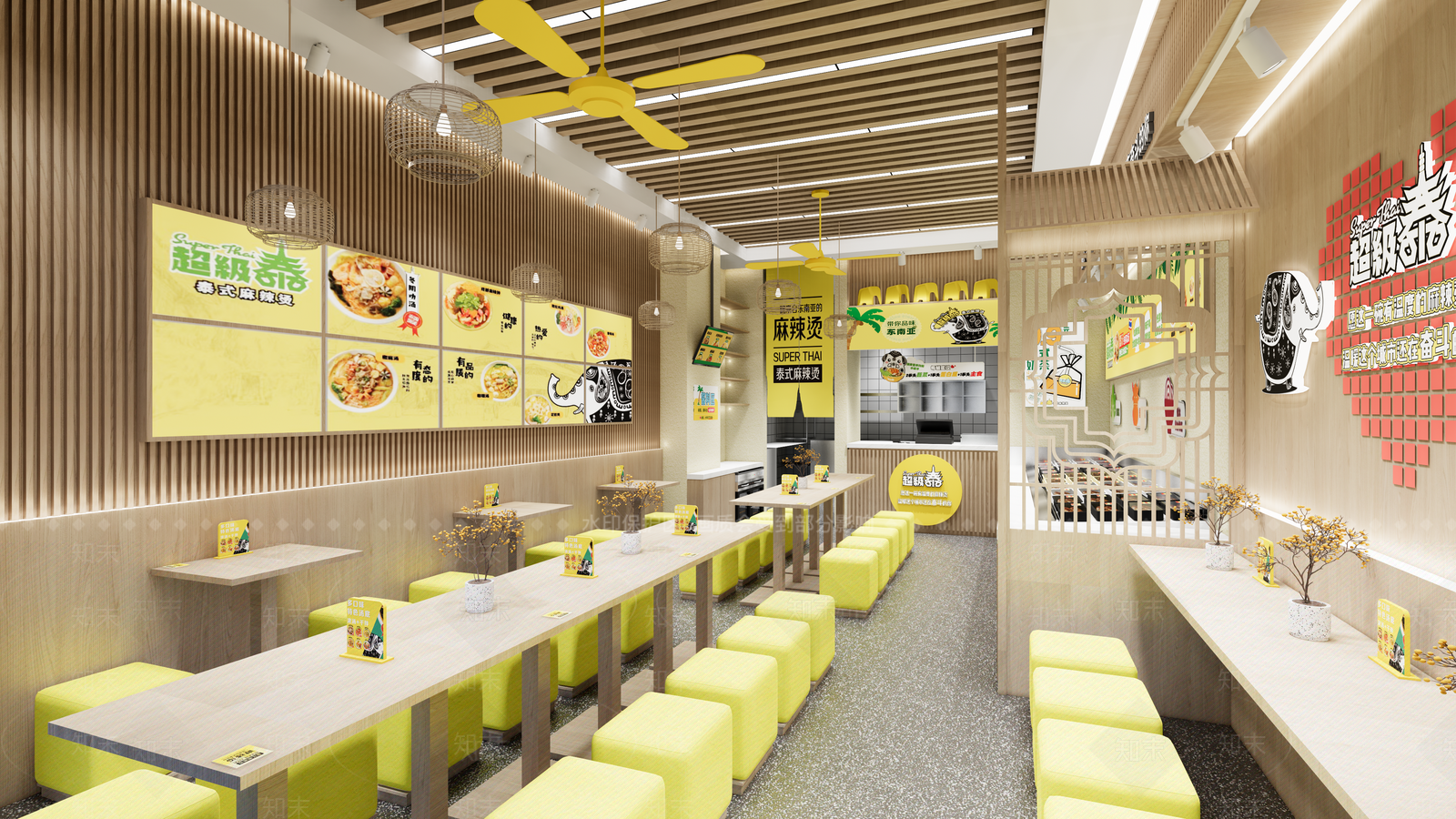 现代麻辣烫餐饮店SU模型下载【ID:1123389050】