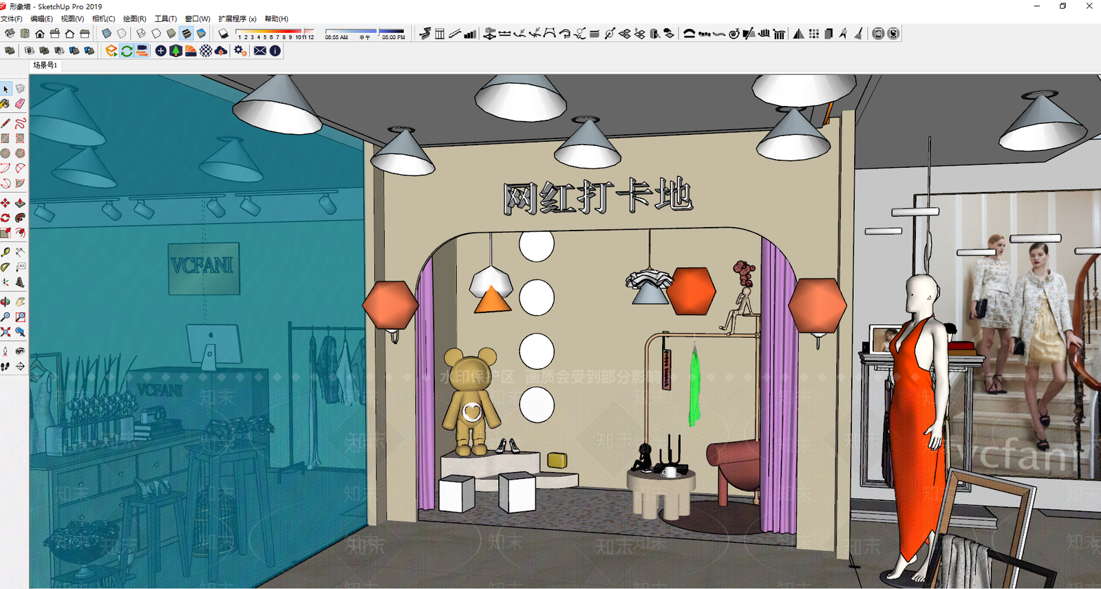 现代展示陈列橱窗SU模型下载【ID:1123242323】